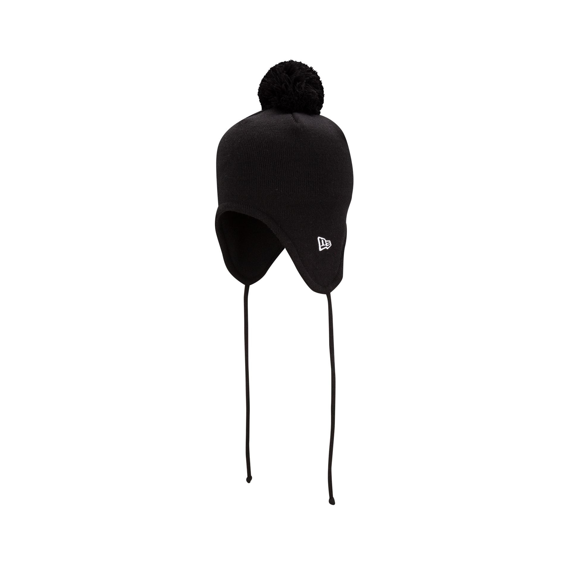 New Era Cap Black Pom Knit Ear Flap Hat