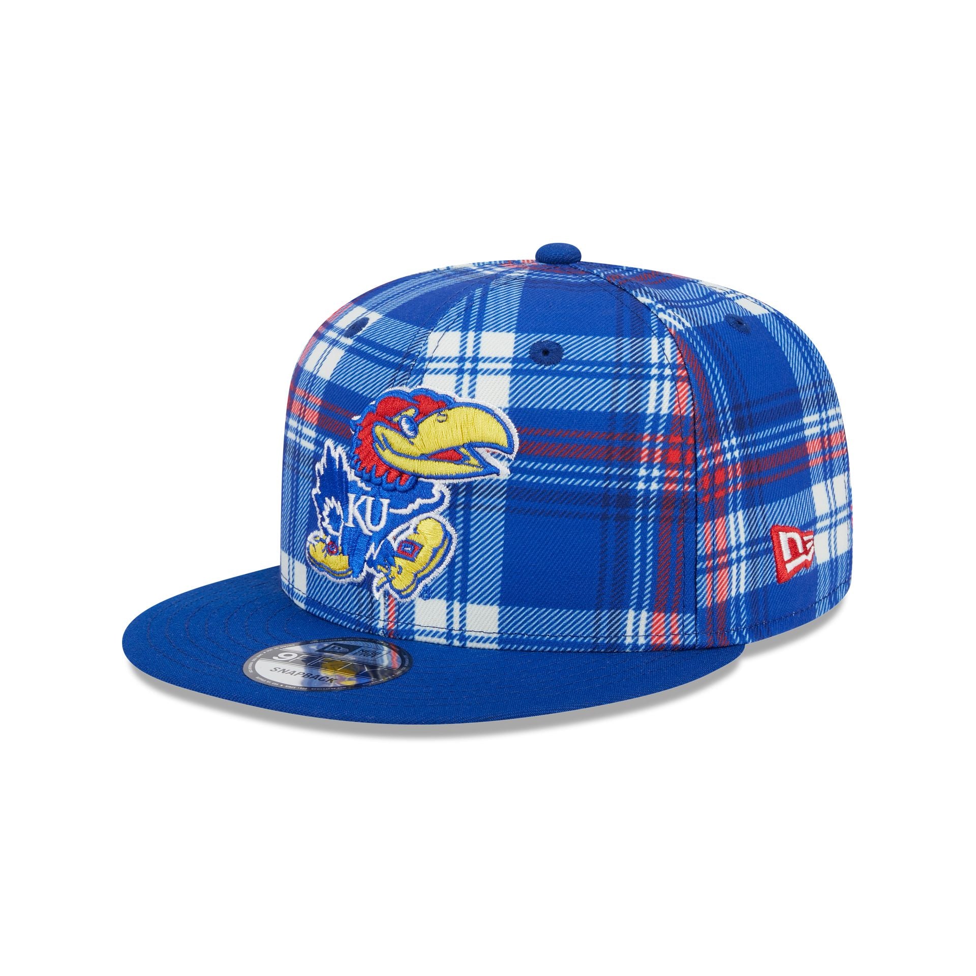 Kansas Jayhawks Plaid 9FIFTY Snapback Hat