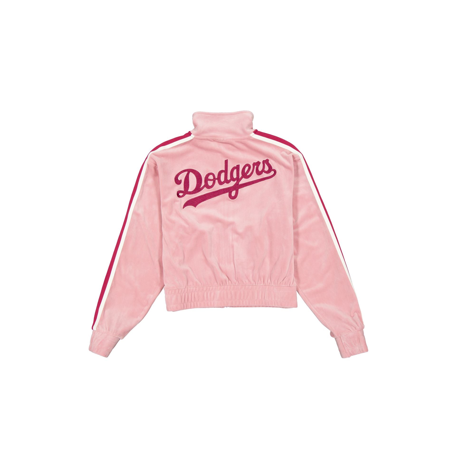 Los Angeles Dodgers Women's Cosmetic Pink Velour Track Jacket - Image 2