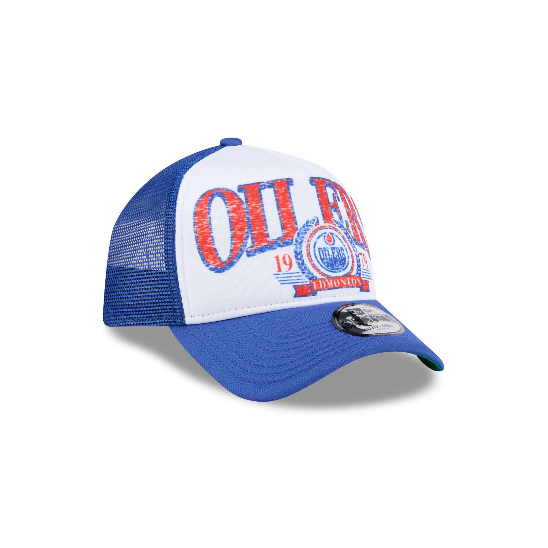 Edmonton Oilers Distressed 9FORTY A-Frame Trucker Hat - Image 3