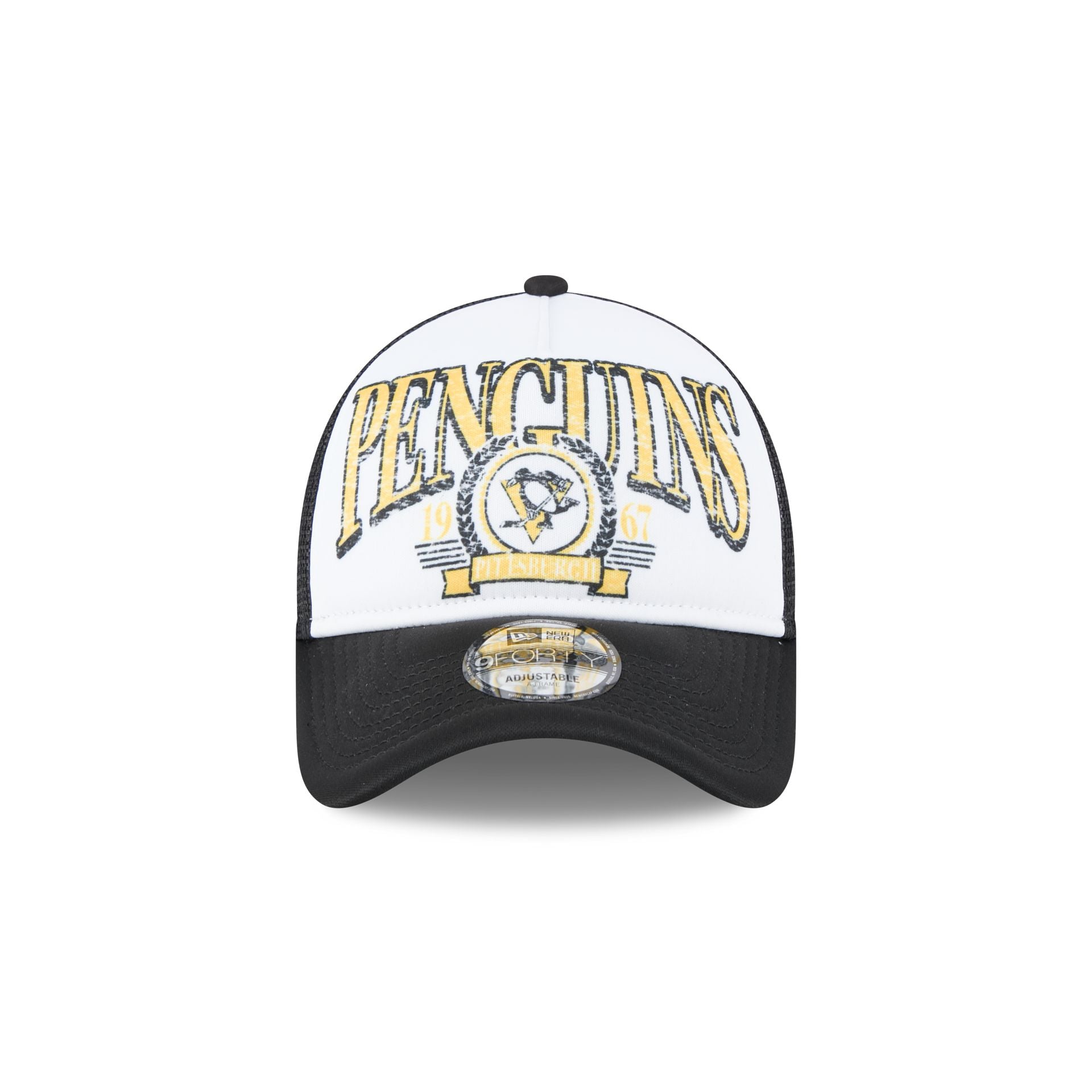 Pittsburgh Penguins Distressed 9FORTY A-Frame Trucker Hat - Image 2