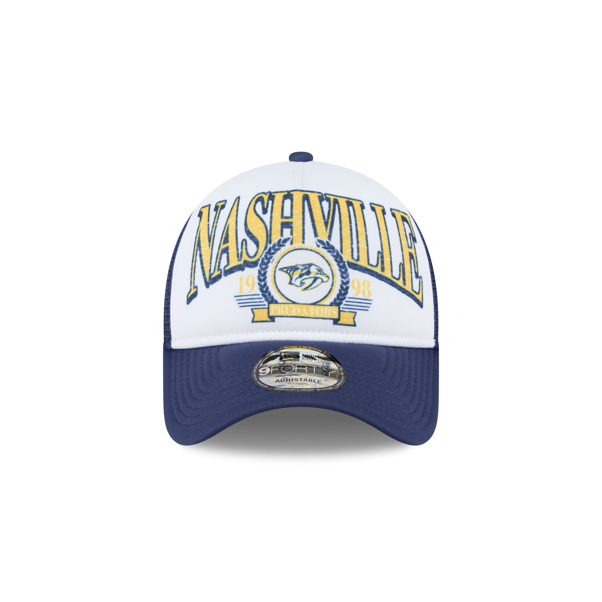 Nashville Predators Distressed 9FORTY A-Frame Trucker Hat - Image 2