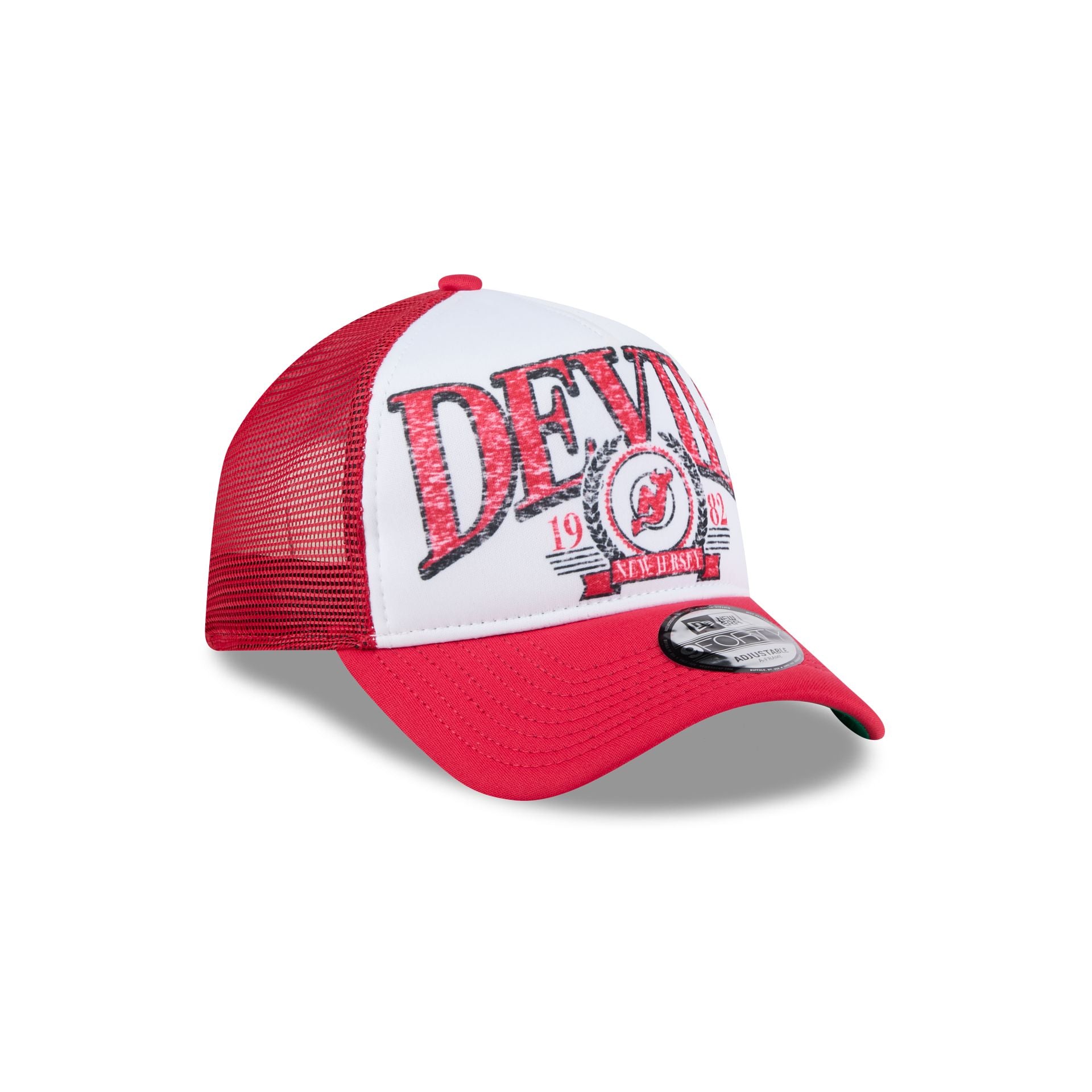 New Jersey Devils Distressed 9FORTY A-Frame Trucker Hat - Image 3