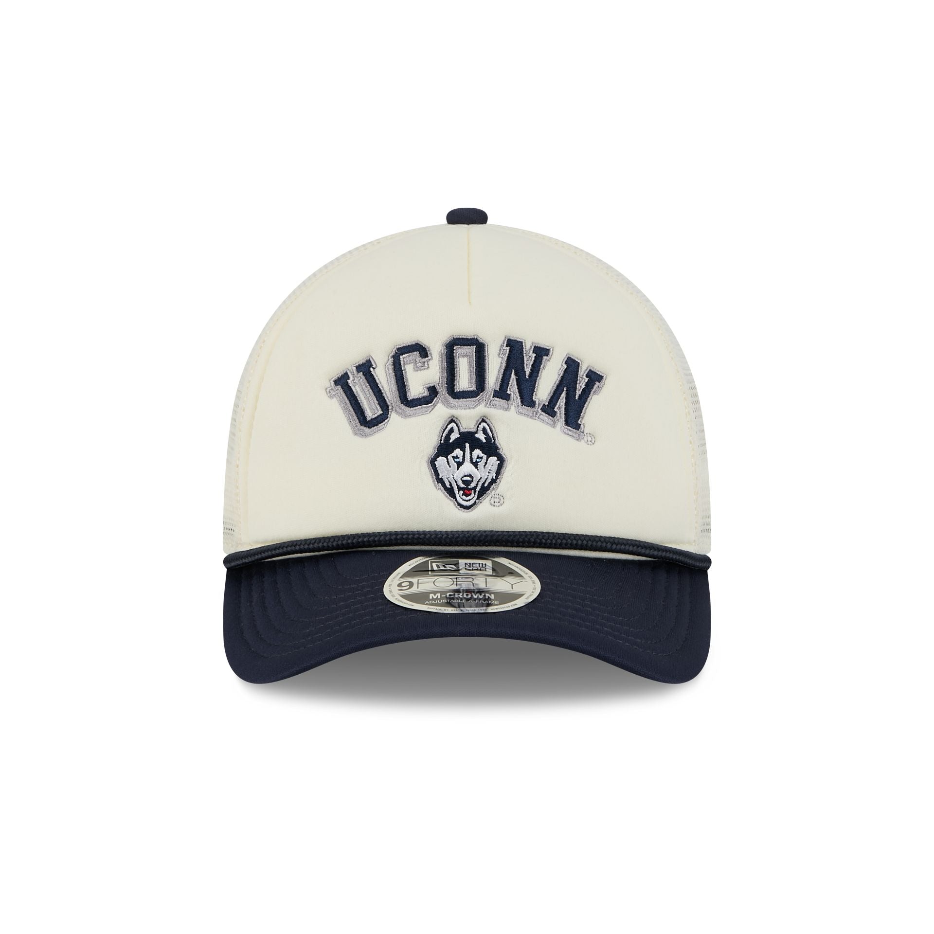Connecticut Huskies Chrome Arch 9FORTY M-Crown A-Frame Trucker Hat - Image 2