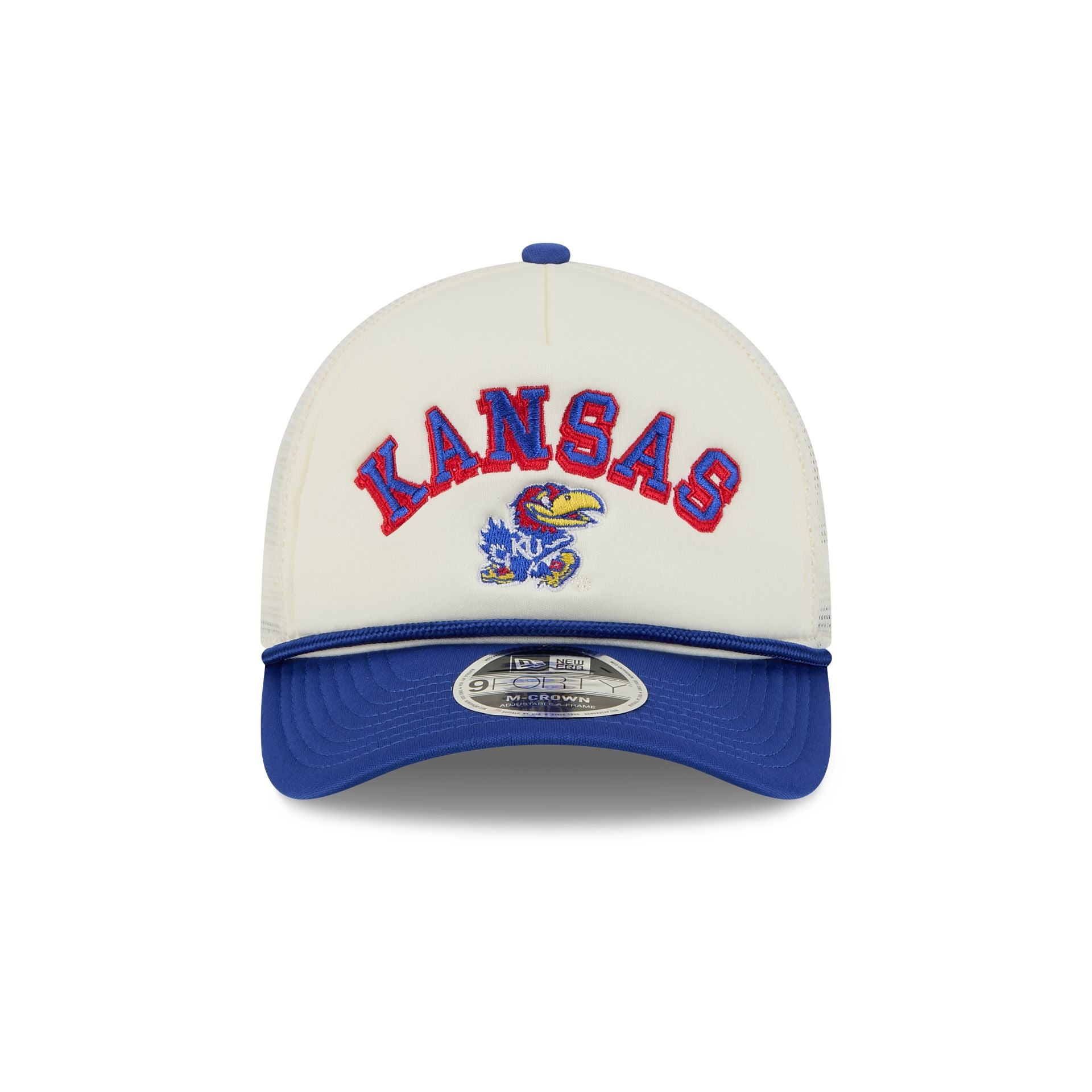 Kansas Jayhawks Chrome Arch 9FORTY M-Crown A-Frame Trucker Hat - Image 2