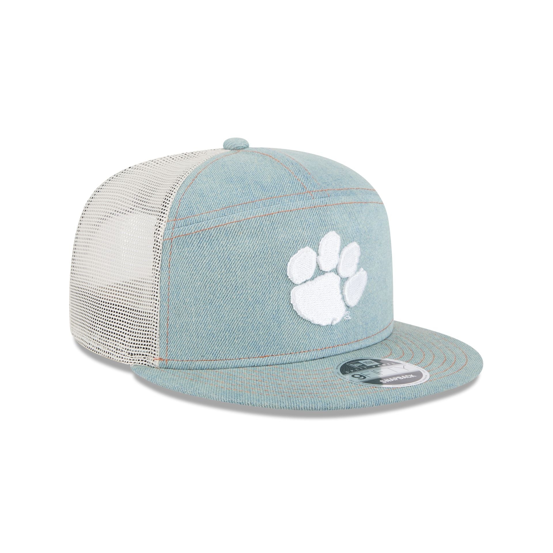 Clemson Tigers Denim Split Panel 9FIFTY Trucker Hat - Image 3