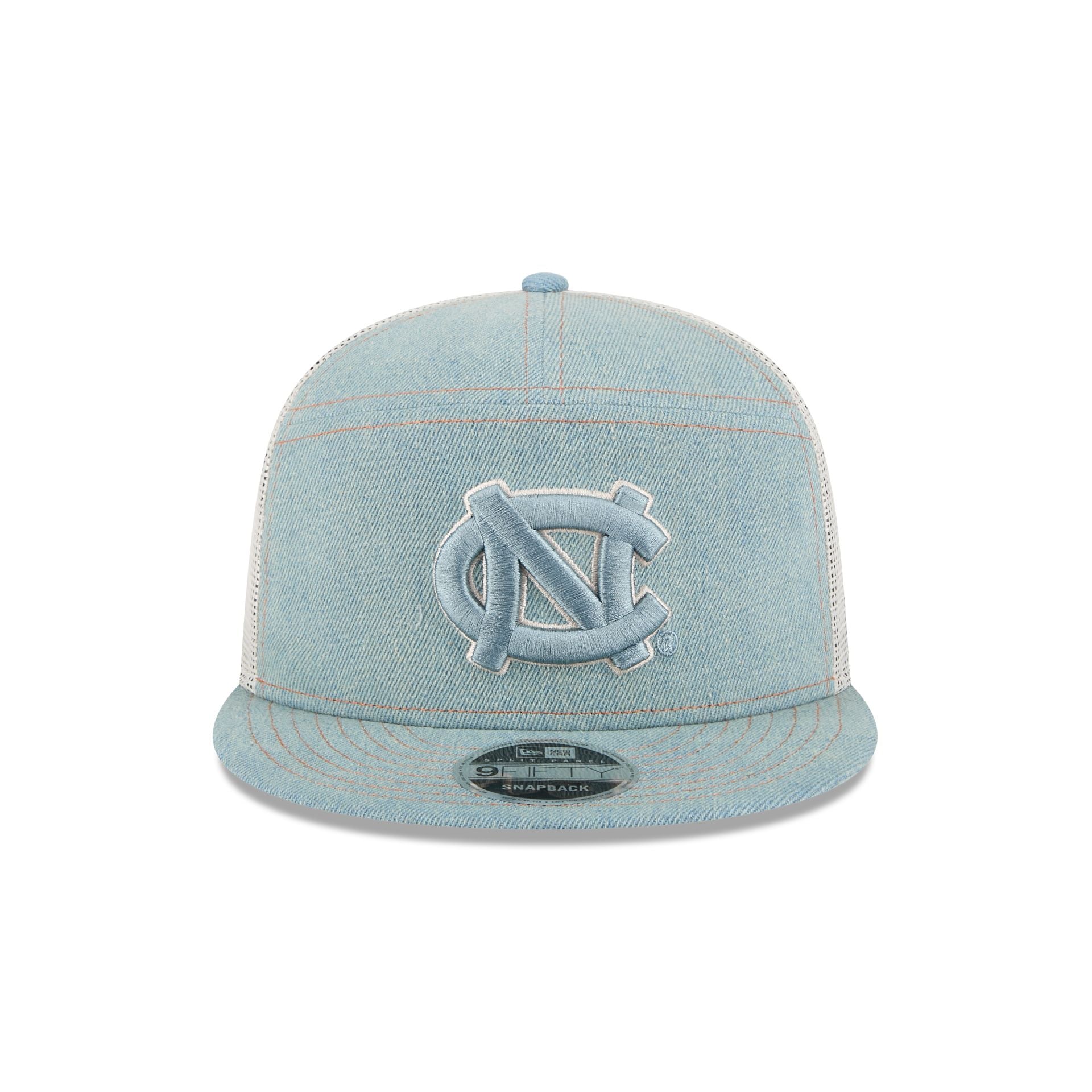 North Carolina Tar Heels Denim Split Panel 9FIFTY Trucker Hat - Image 2