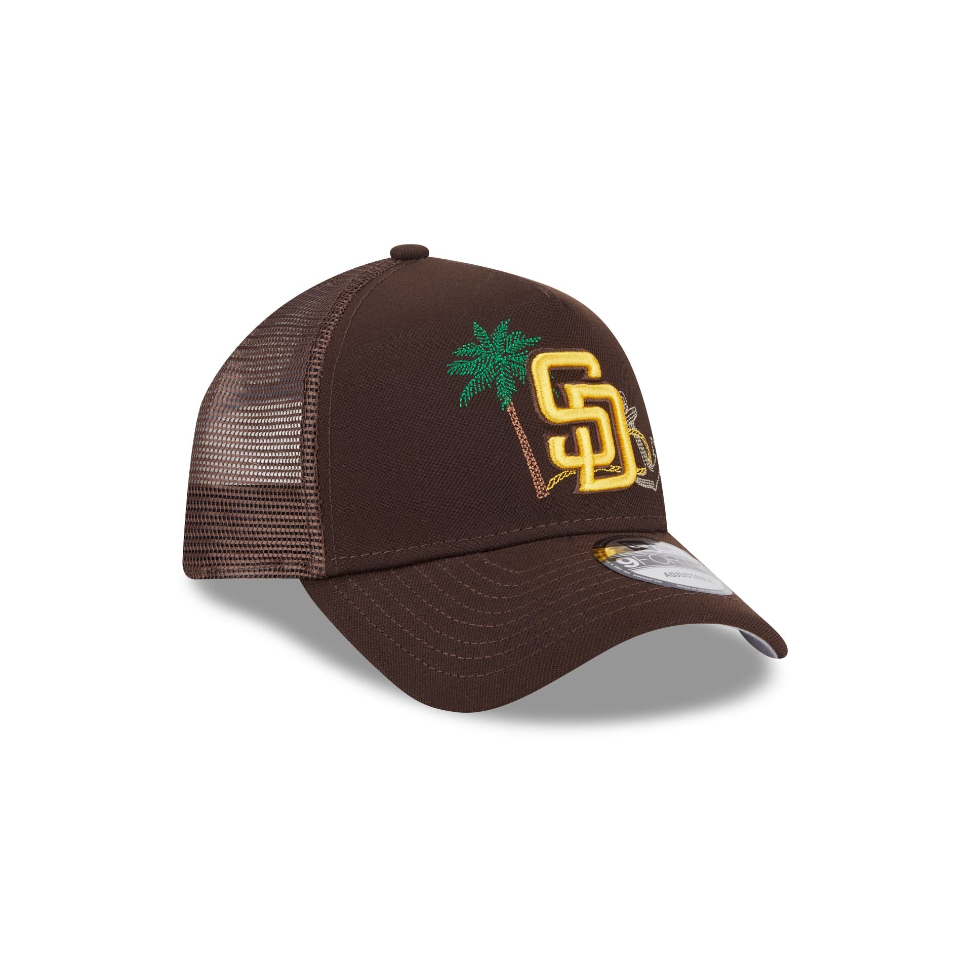 San Diego Padres State Stitch 9FORTY A-Frame Trucker Hat - Image 3