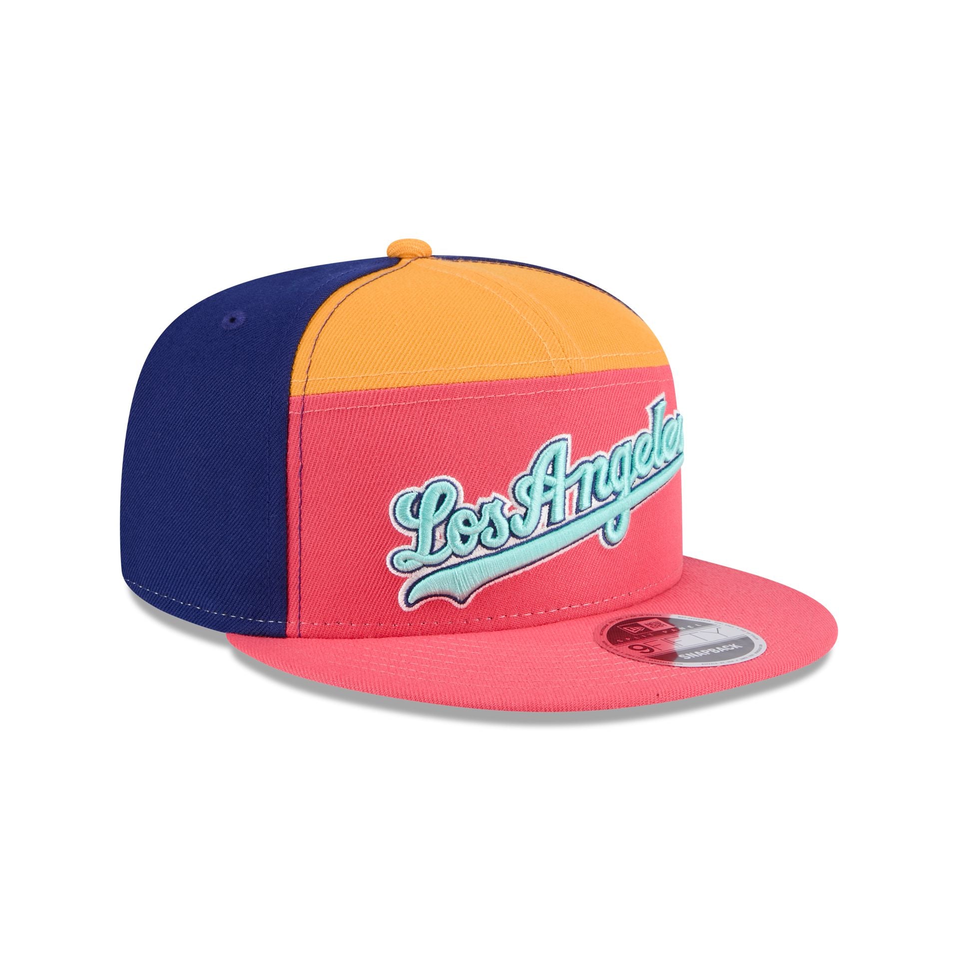 Los Angeles Dodgers Coral Split Panel 9FIFTY Snapback Hat - Image 3