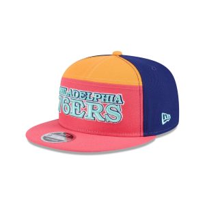 Philadelphia 76ers Coral Split Panel 9FIFTY Snapback Hat