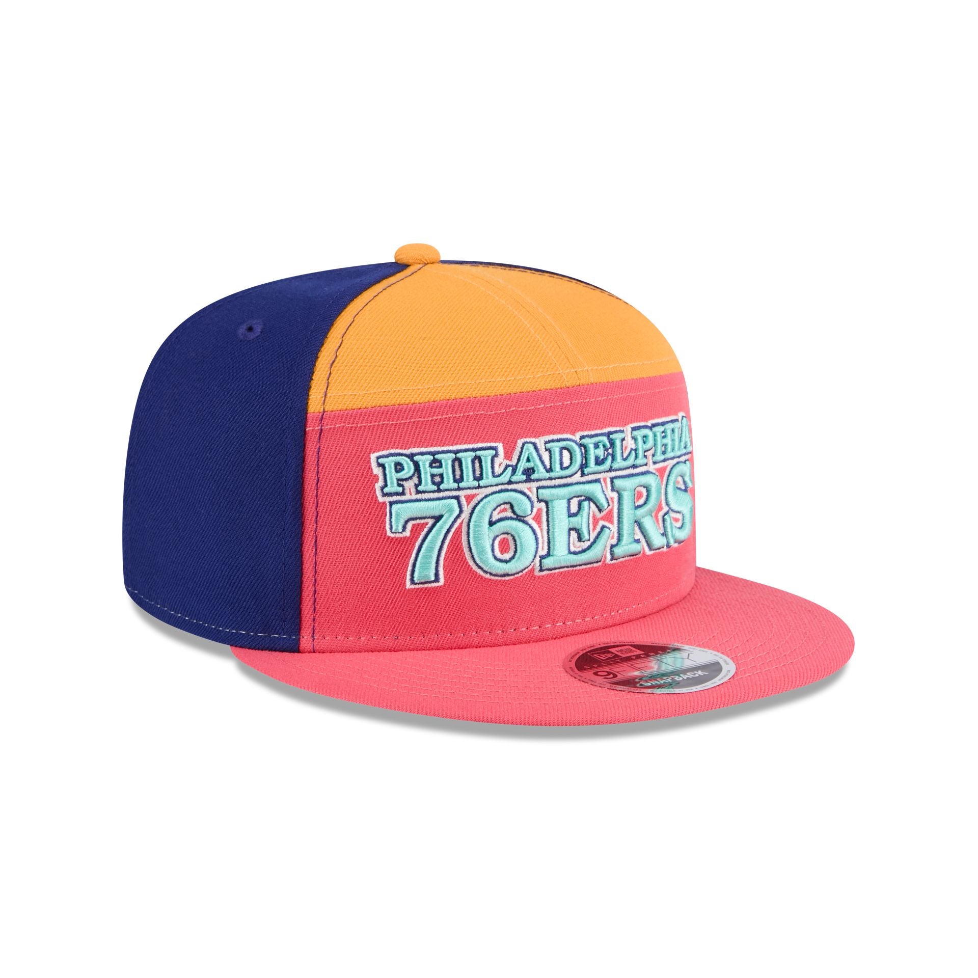 Philadelphia 76ers Coral Split Panel 9FIFTY Snapback Hat - Image 3
