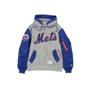 Alpha Industries x New York Mets Gray MA-1 Full Zip Fleece Jacket
