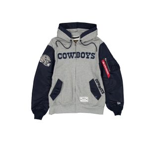Alpha Industries x Dallas Cowboys Gray MA-1 Full Zip Fleece Jacket