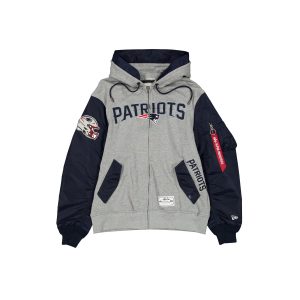 Alpha Industries x New England Patriots Gray MA-1 Full Zip Fleece Jacket