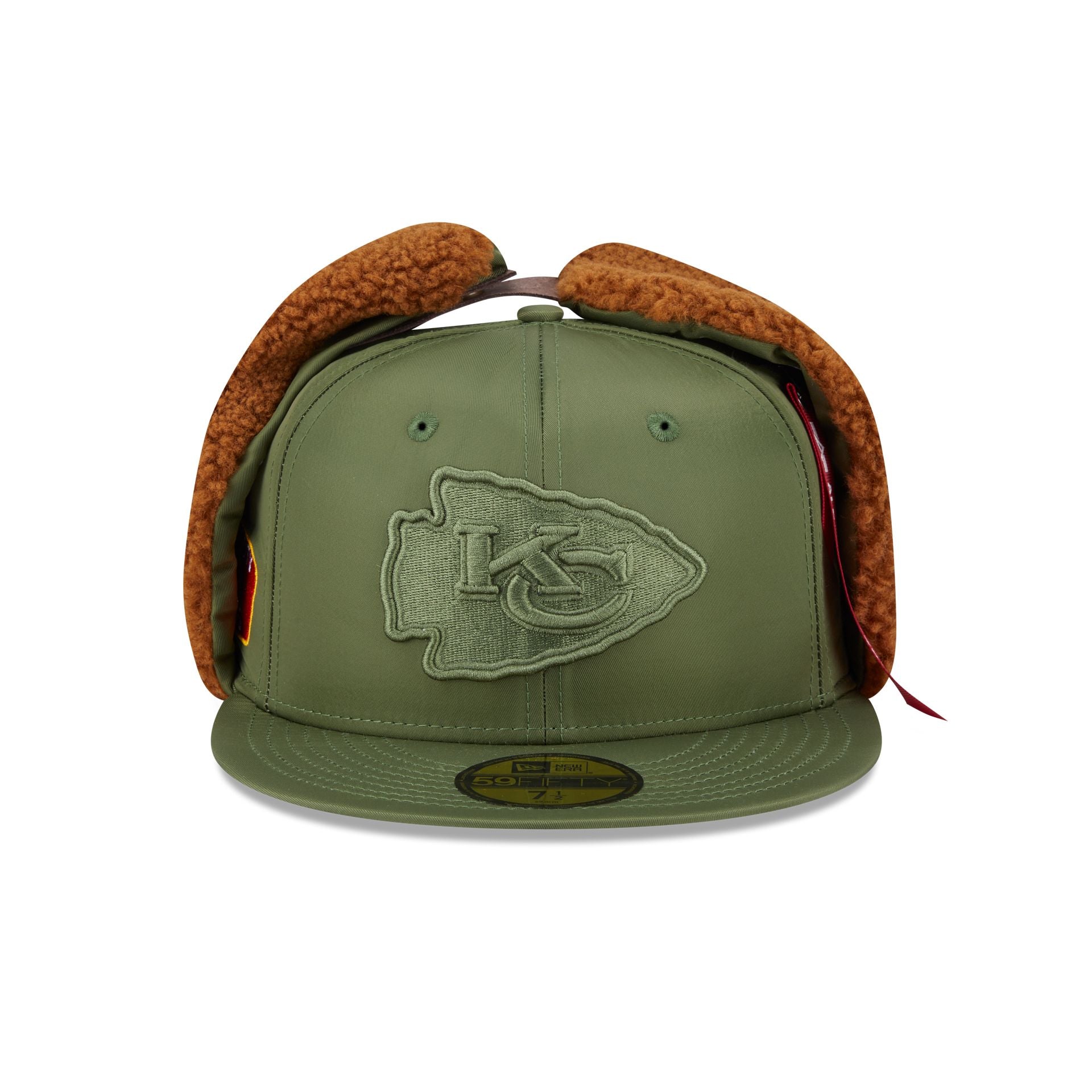 Alpha Industries x Kansas City Chiefs Olive Green Dog Ear 59FIFTY Fitted Hat - Image 2