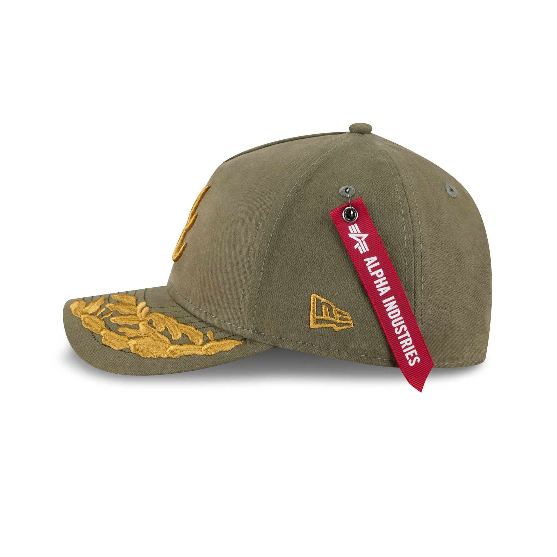 Alpha Industries x Atlanta Braves Olive Green 9FORTY M-Crown A-Frame Snapback Hat - Image 4