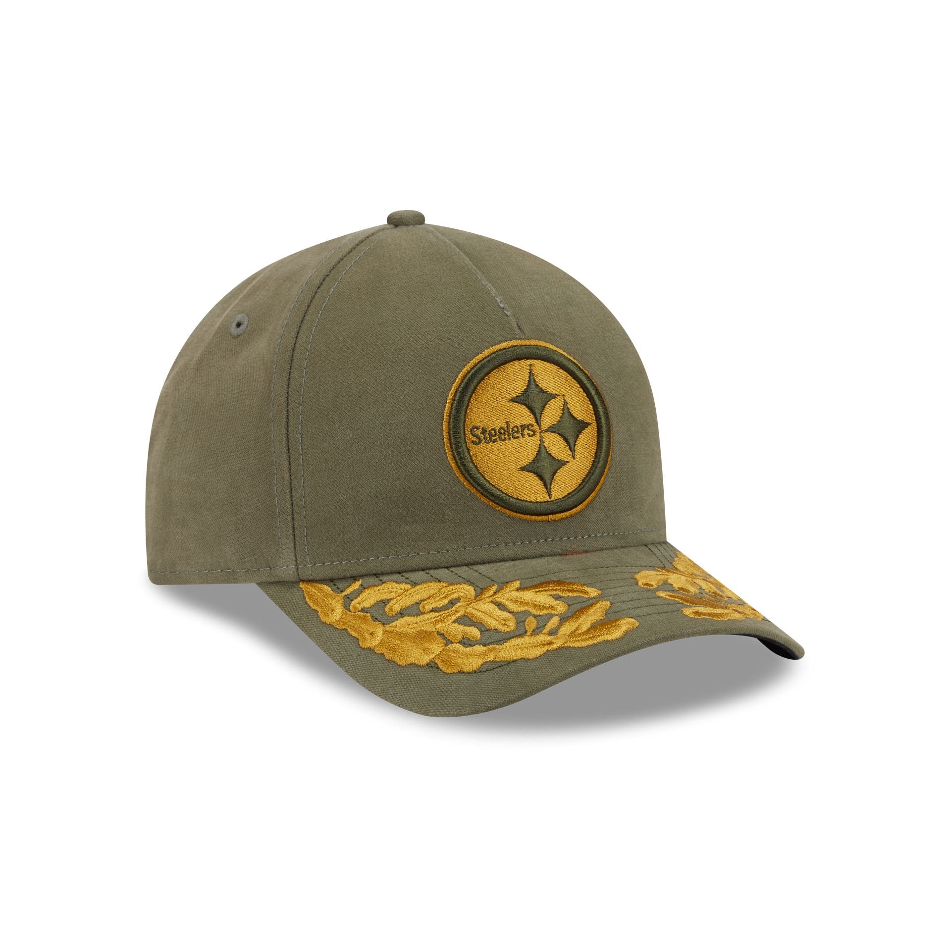 Alpha Industries x Pittsburgh Steelers Olive Green 9FORTY M-Crown A-Frame Snapback Hat - Image 3