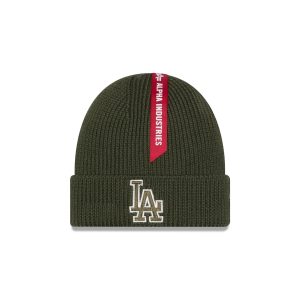 Alpha Industries x Los Angeles Dodgers Olive Green Cuff Knit Hat