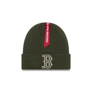 Alpha Industries x Boston Red Sox Olive Green Cuff Knit Hat
