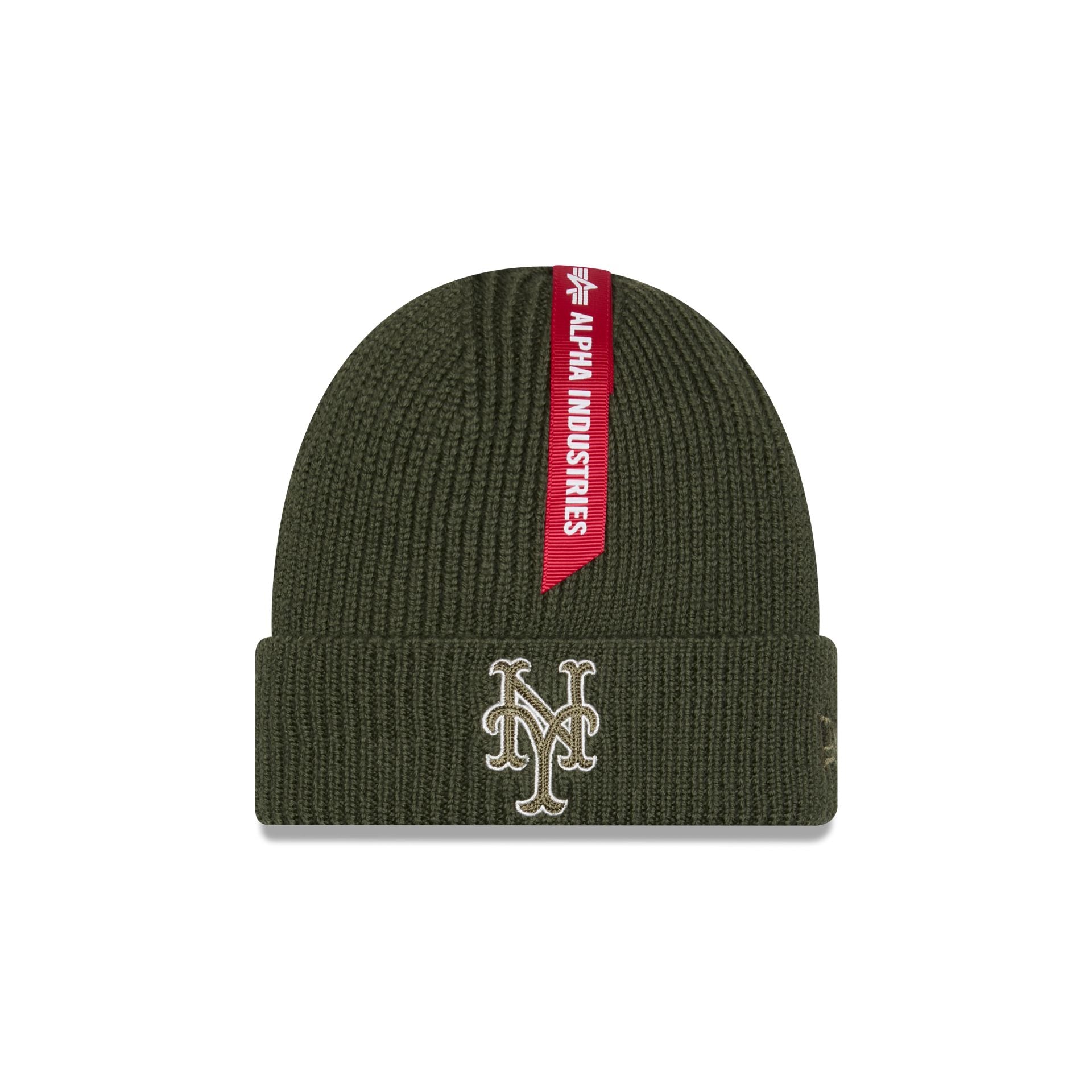 Alpha Industries x New York Mets Olive Green Cuff Knit Hat