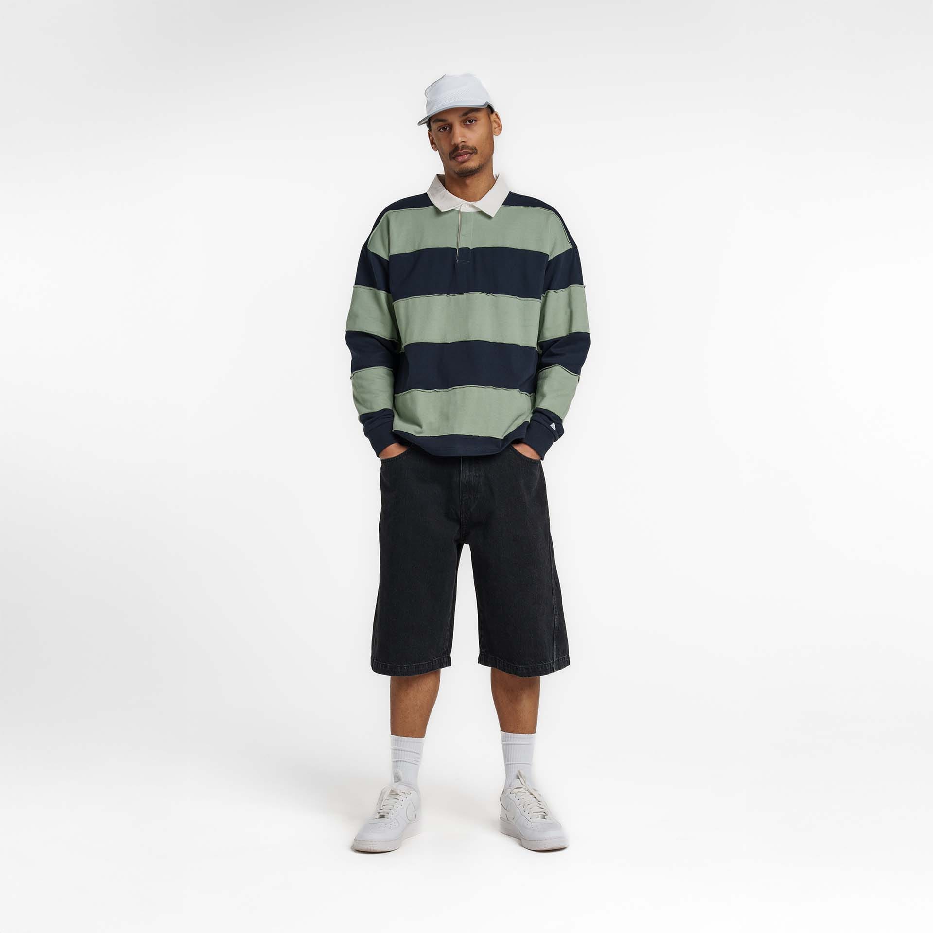 New Era Branded Cut and Sew Block Navy Long Sleeve Rugby Shirt - Image 6