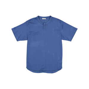 New Era Branded Galvin 2-Button Mesh Henley Indigo Jersey