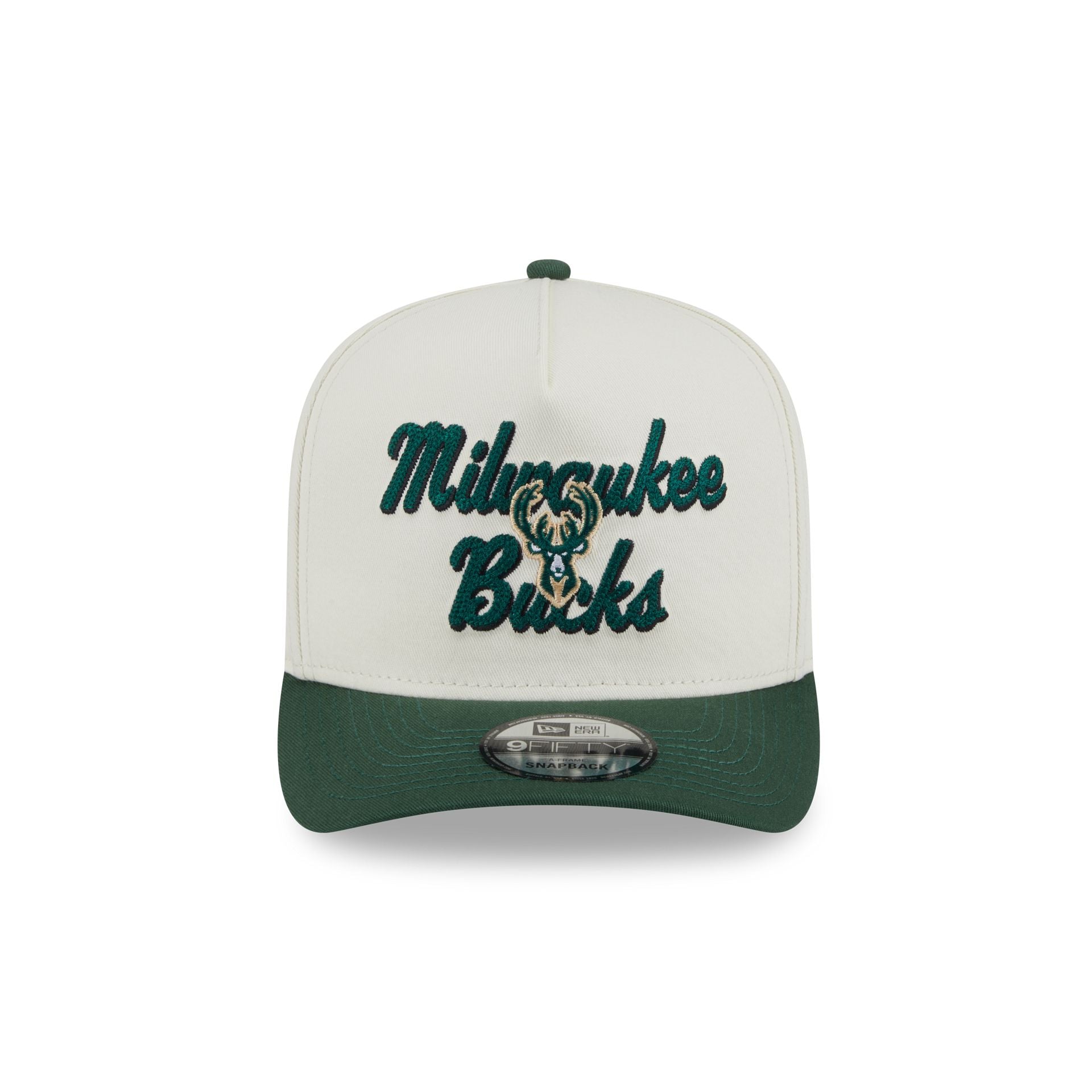 Milwaukee Bucks Chainstitch 9FIFTY A-Frame Snapback Hat - Image 2