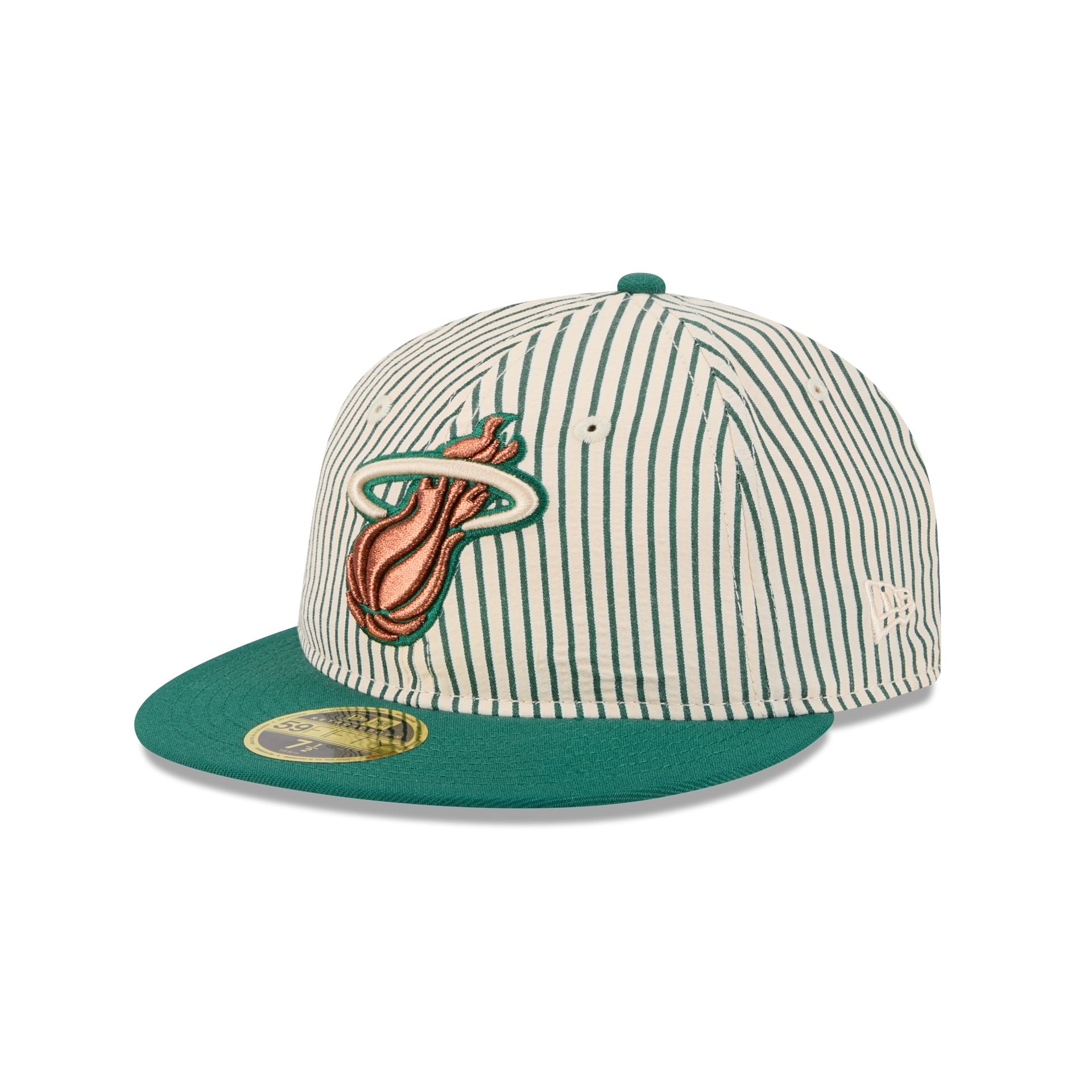 Just Caps Seersucker Miami Heat Retro Crown 59FIFTY Fitted Hat