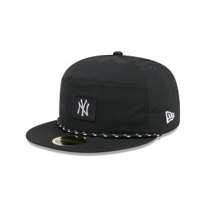 New York Yankees Black Poly Rope Split Panel 59FIFTY Fitted Hat