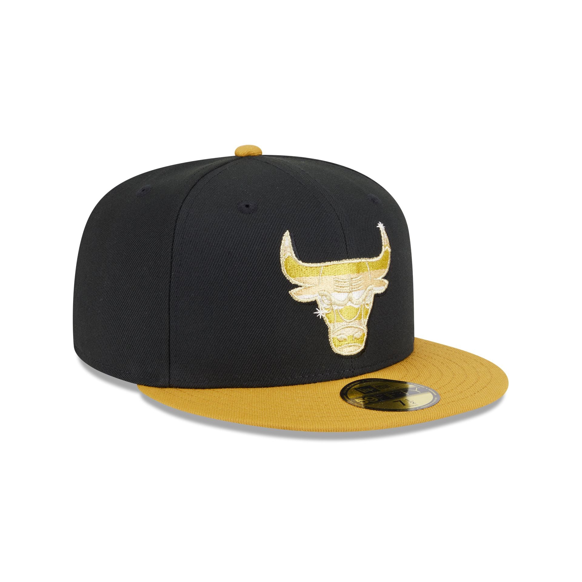 Chicago Bulls Metallic Gold Logo 59FIFTY Fitted Hat - Image 3