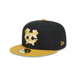 Chicago Blackhawks Metallic Gold Logo 59FIFTY Fitted Hat