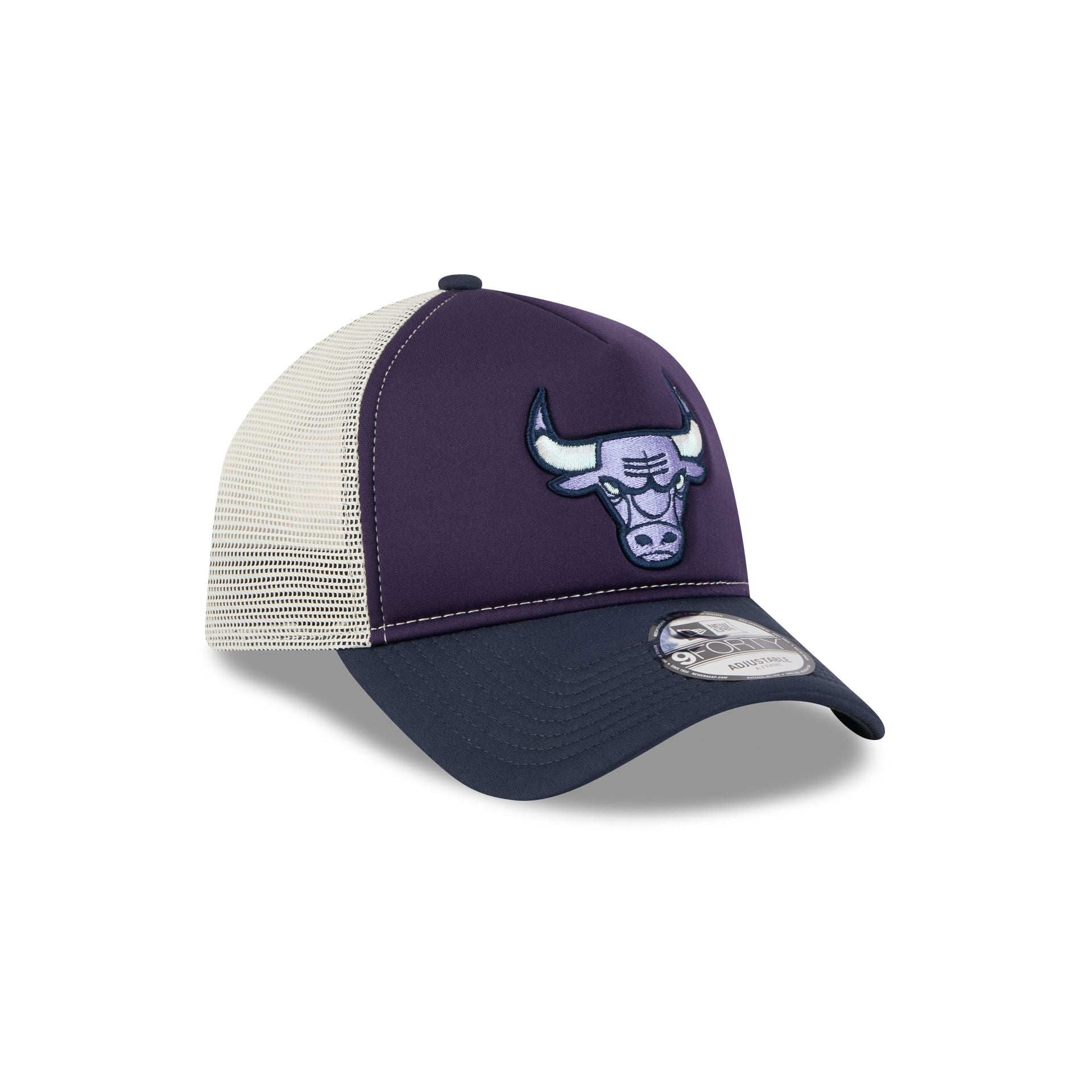 Chicago Bulls Navy Purple 9FORTY A-Frame Trucker Hat - Image 3