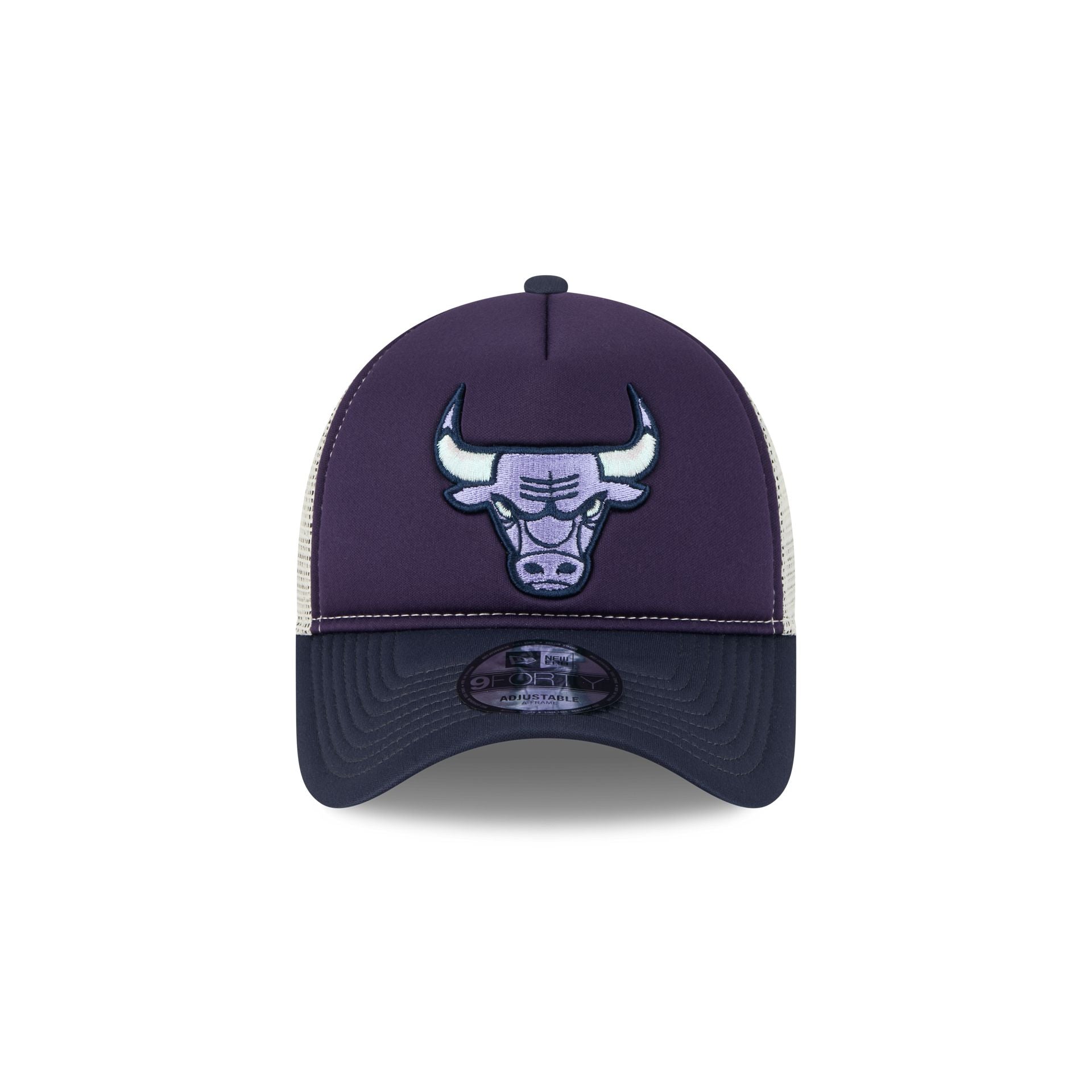Chicago Bulls Navy Purple 9FORTY A-Frame Trucker Hat - Image 2