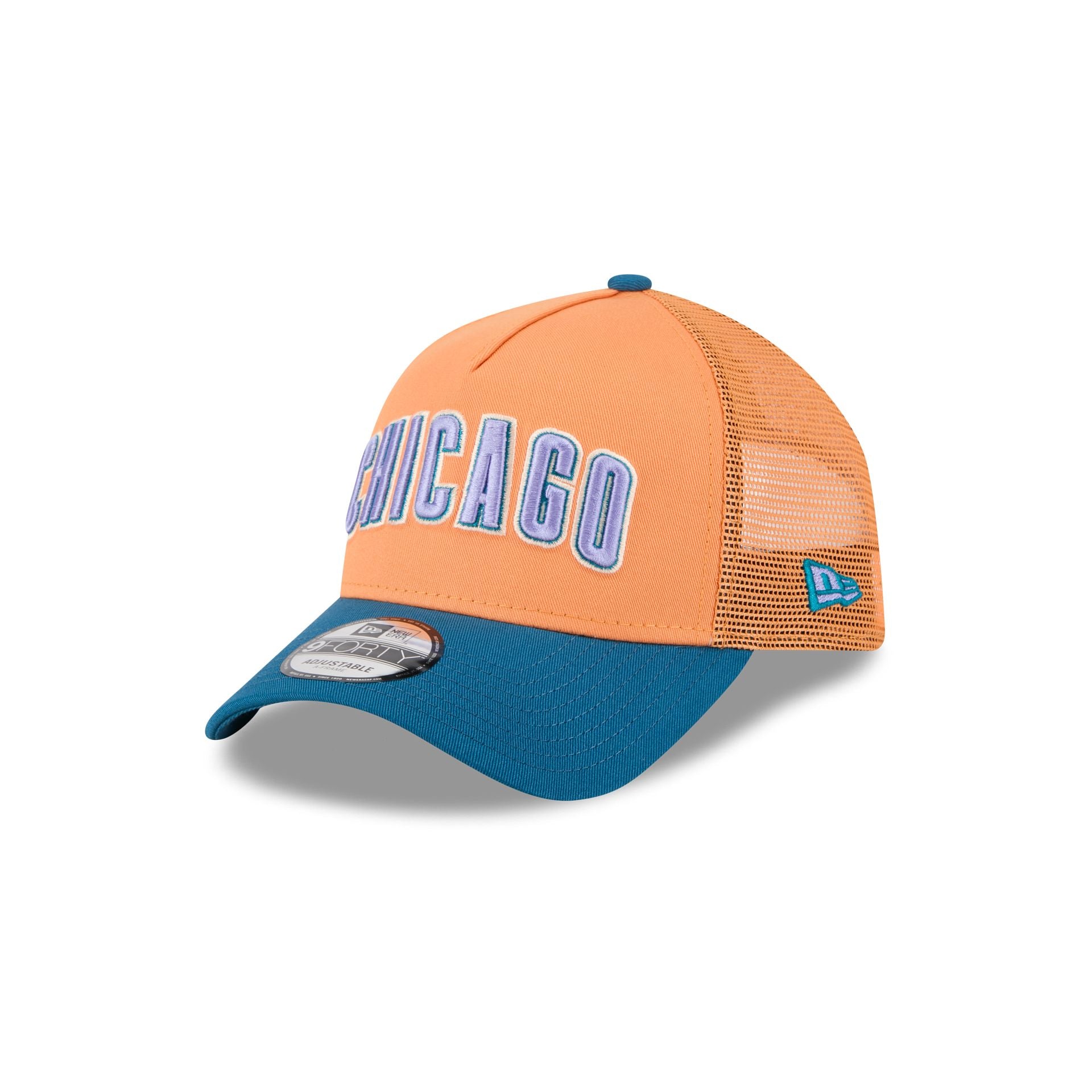 Chicago Cubs Orange Glaze 9FORTY A-Frame Trucker Hat
