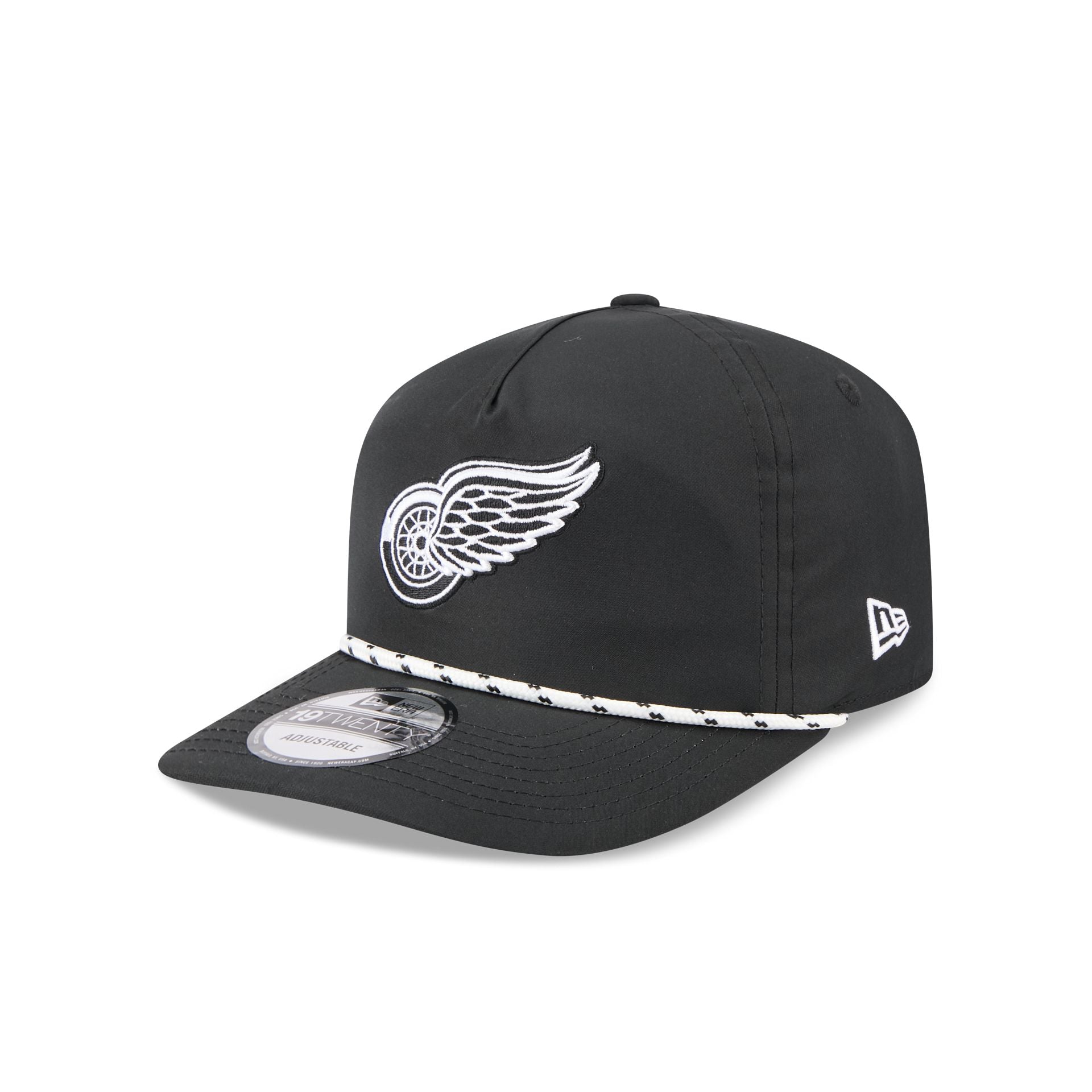 Detroit Red Wings Black and White Rope 19TWENTY Snapback Hat