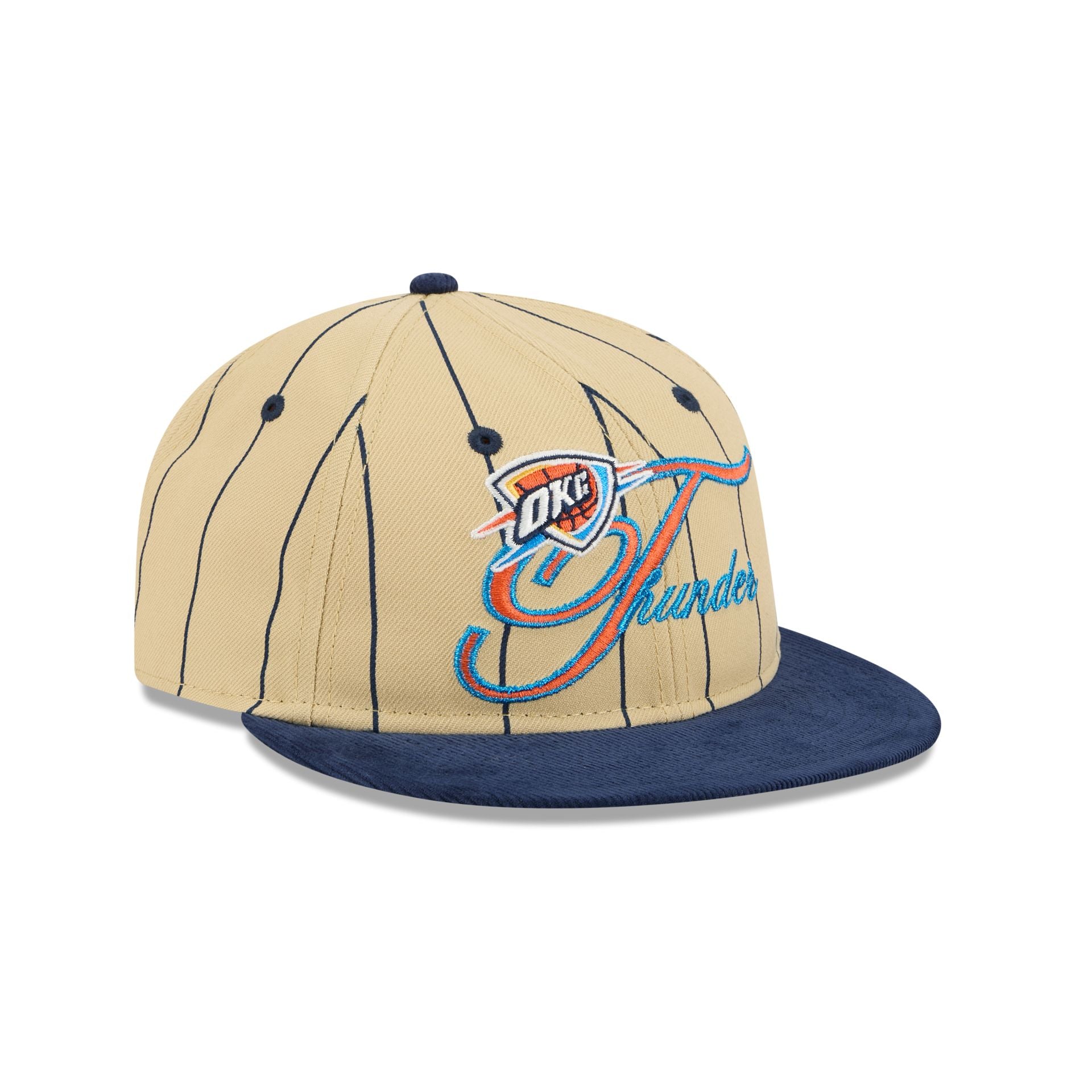 Oklahoma City Thunder Pinstripe Script Retro Crown 9FIFTY Adjustable Hat - Image 3