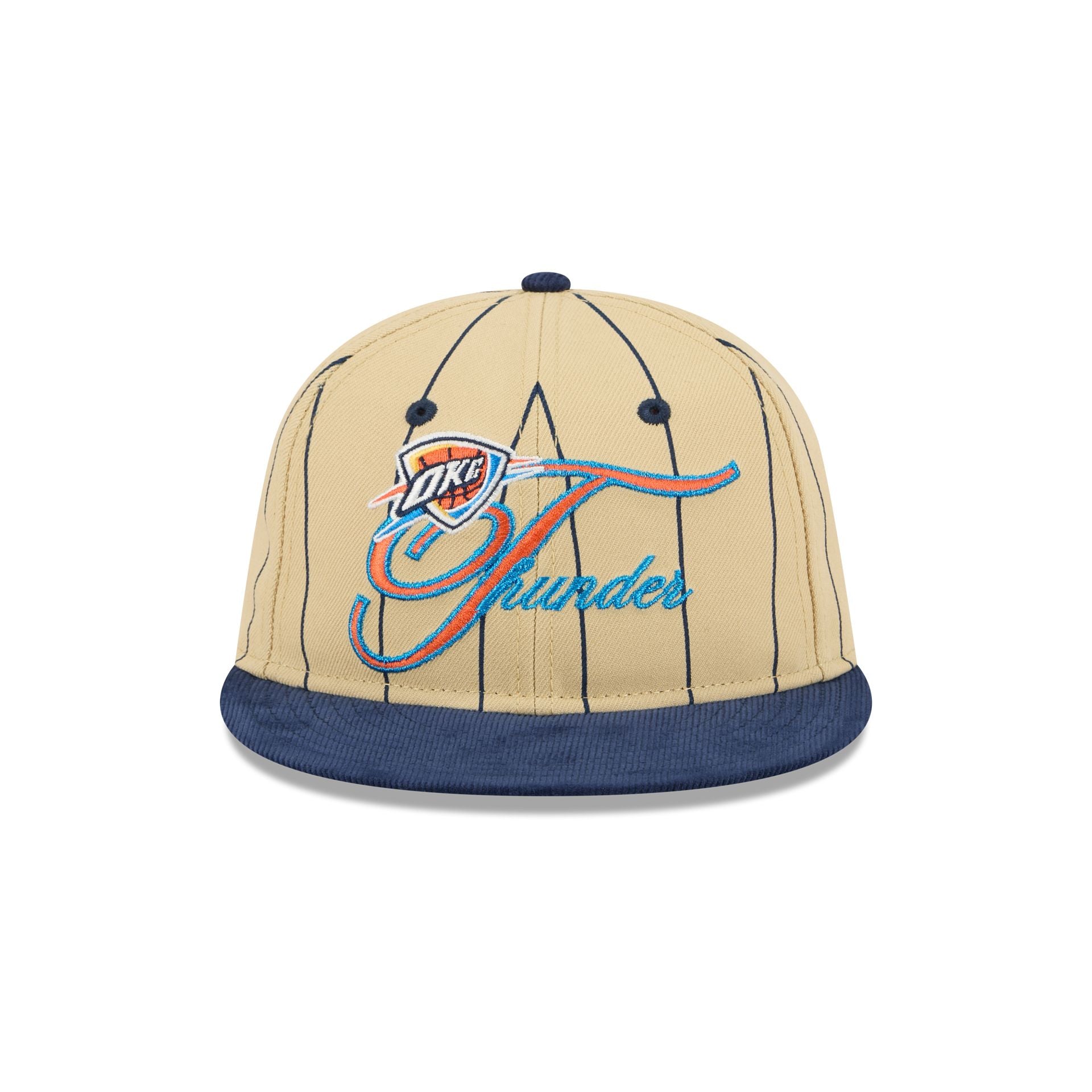 Oklahoma City Thunder Pinstripe Script Retro Crown 9FIFTY Adjustable Hat - Image 2