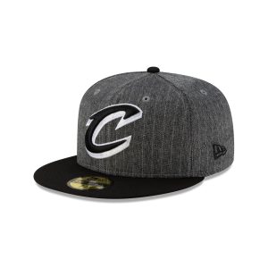 Just Caps Black Pinstripe Cleveland Cavaliers 59FIFTY Fitted Hat
