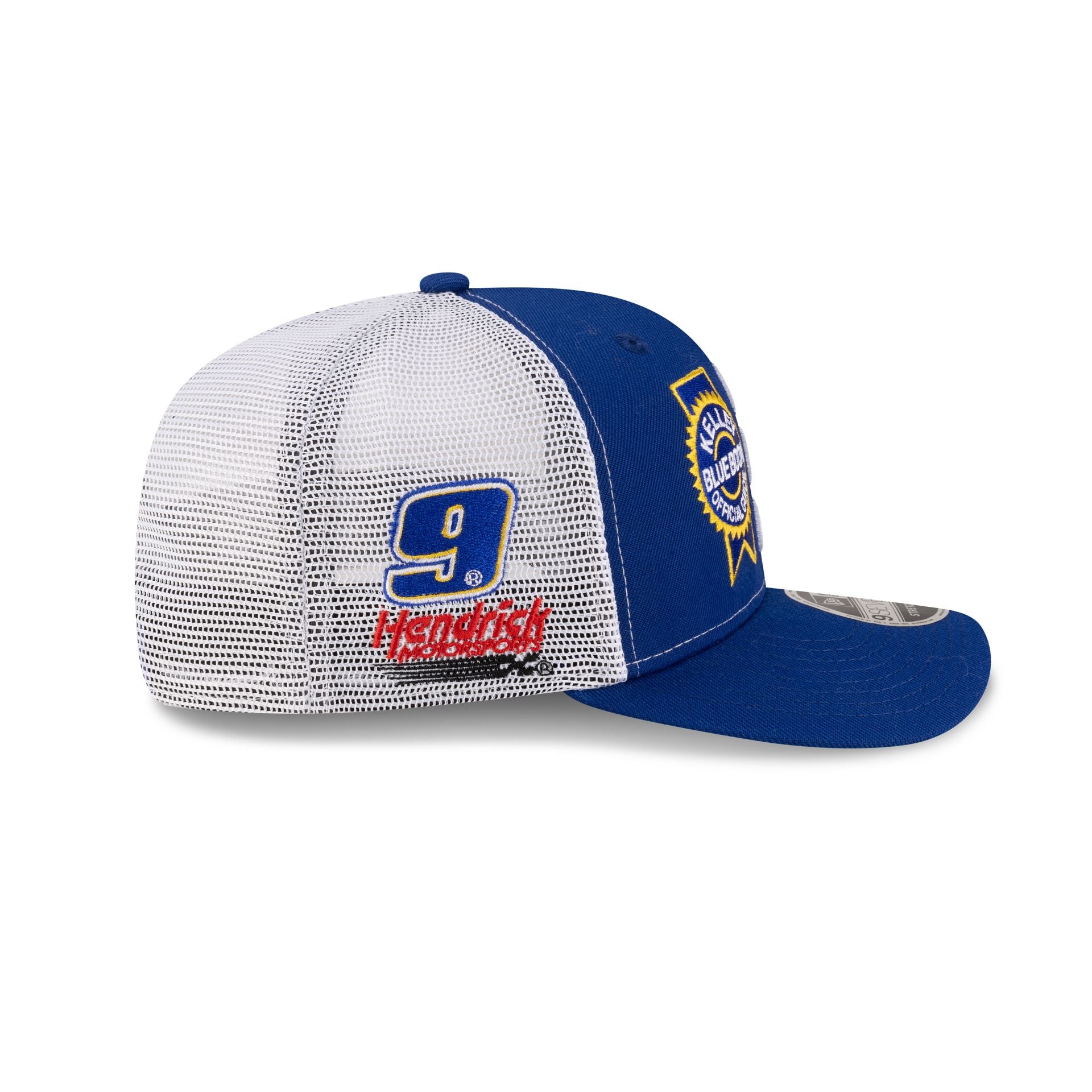 Hendrick Motorsports Chase Elliott Kelly Blue Book Partner 9SEVENTY Stretch-Snap Trucker Hat - Image 4