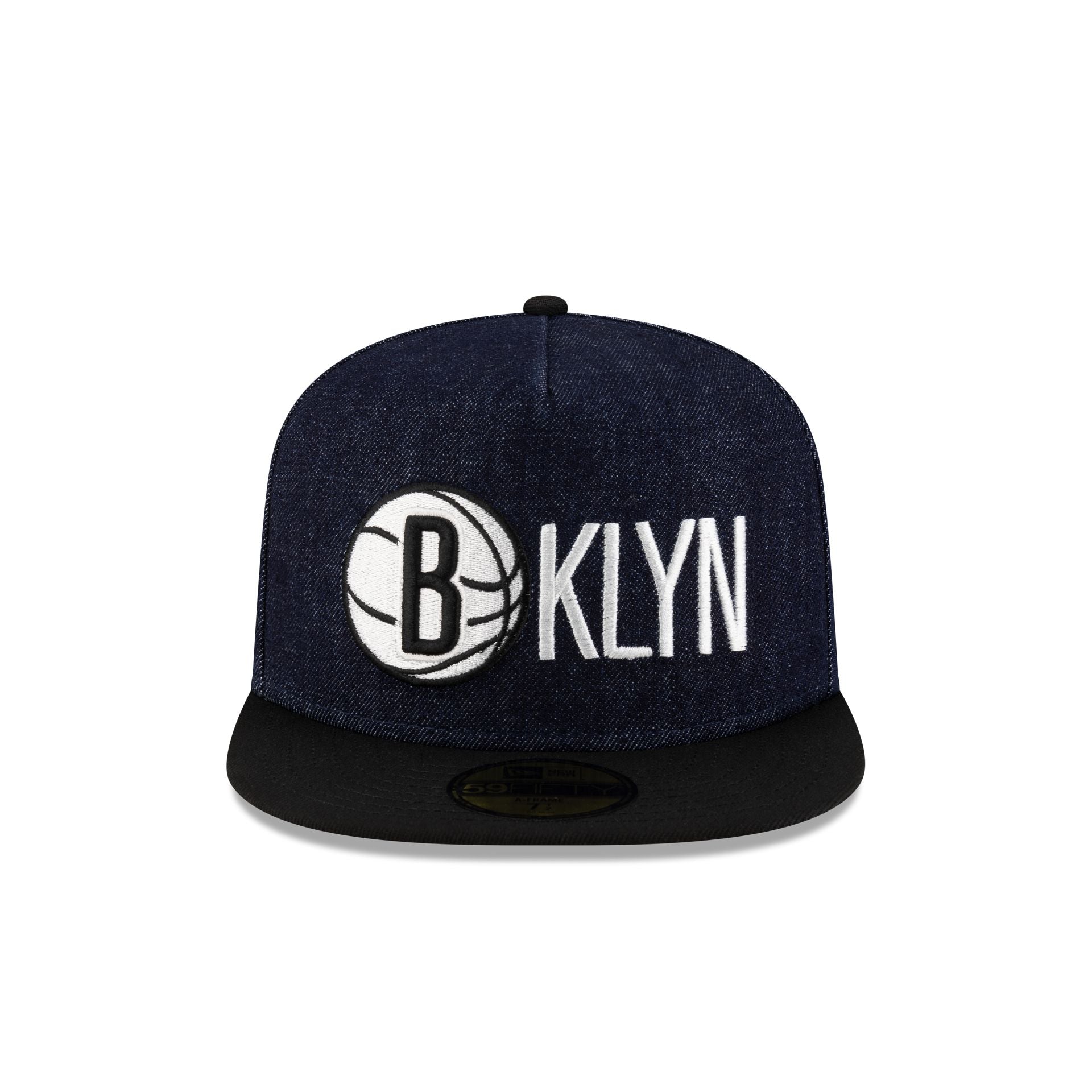 Brooklyn Nets Navy Denim 59FIFTY A-Frame Fitted Hat - Image 2