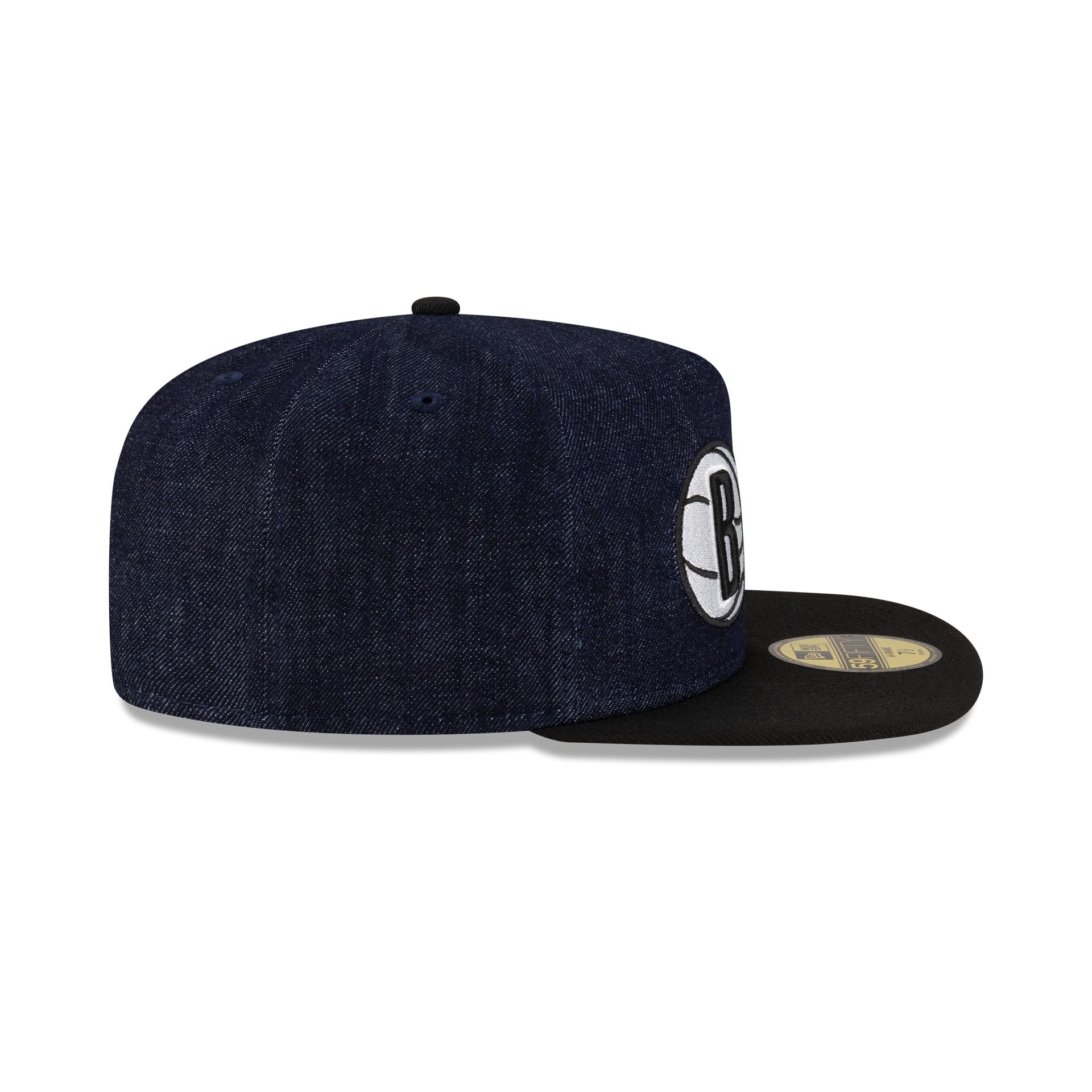 Brooklyn Nets Navy Denim 59FIFTY A-Frame Fitted Hat - Image 5