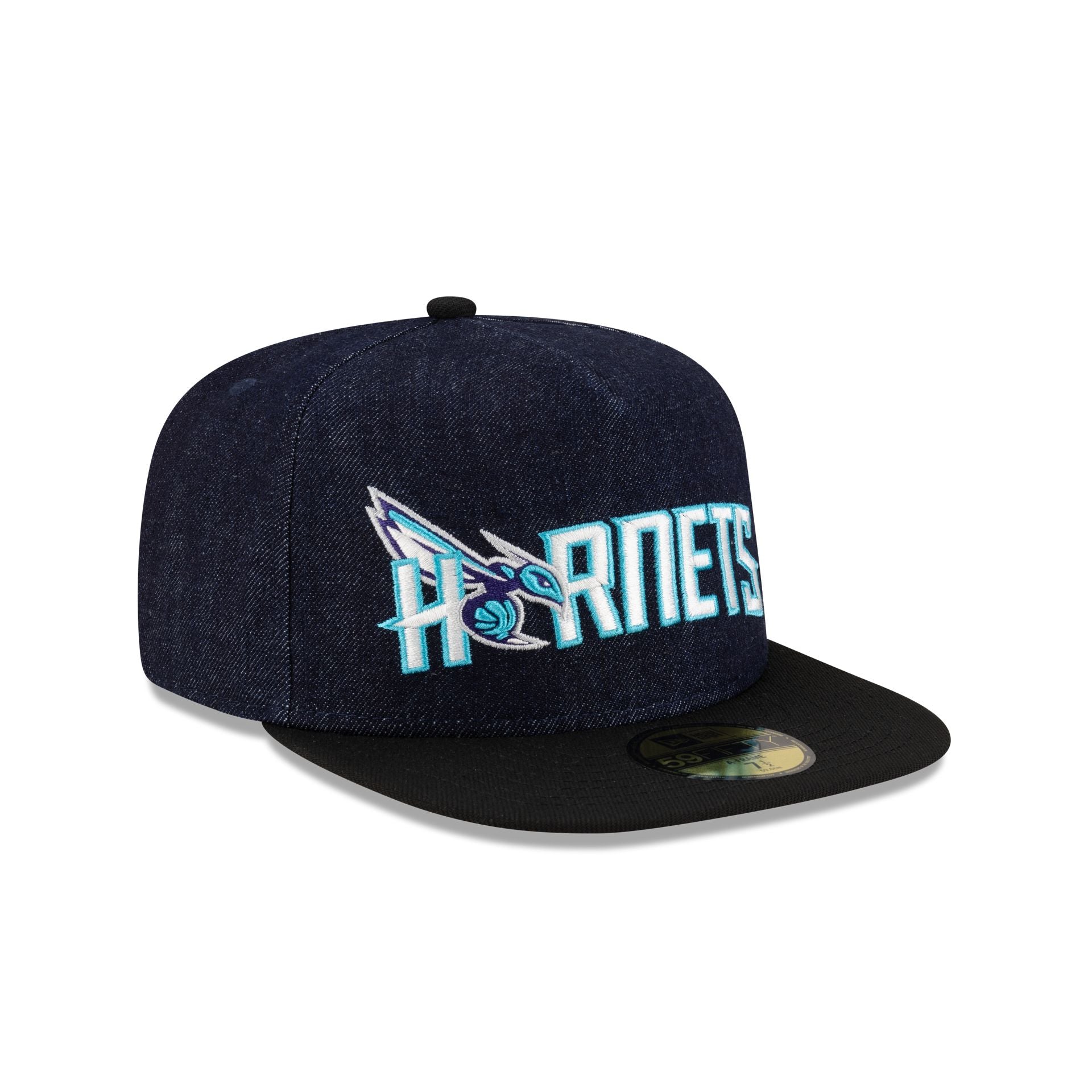 Charlotte Hornets Navy Denim 59FIFTY A-Frame Fitted Hat - Image 3