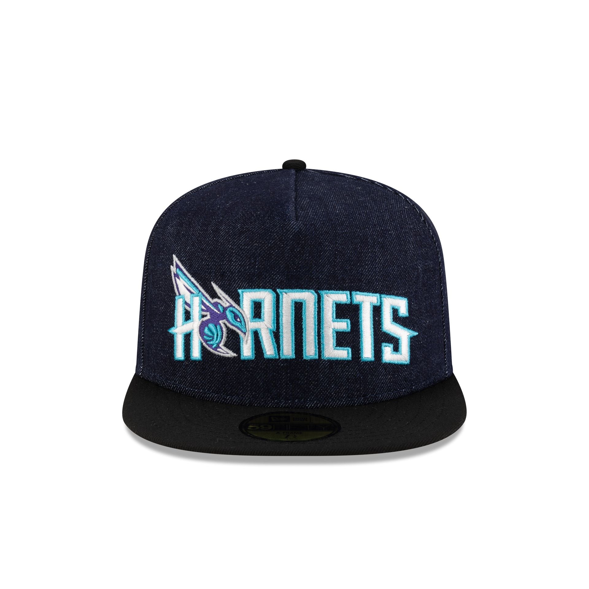 Charlotte Hornets Navy Denim 59FIFTY A-Frame Fitted Hat - Image 2
