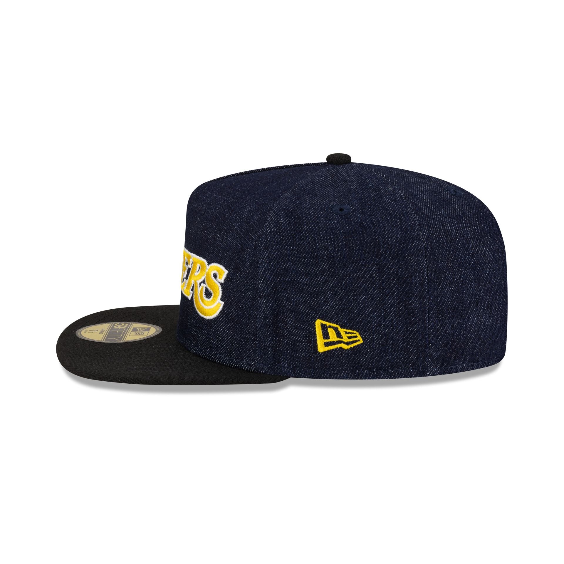 Los Angeles Lakers Navy Denim 59FIFTY A-Frame Fitted Hat - Image 4