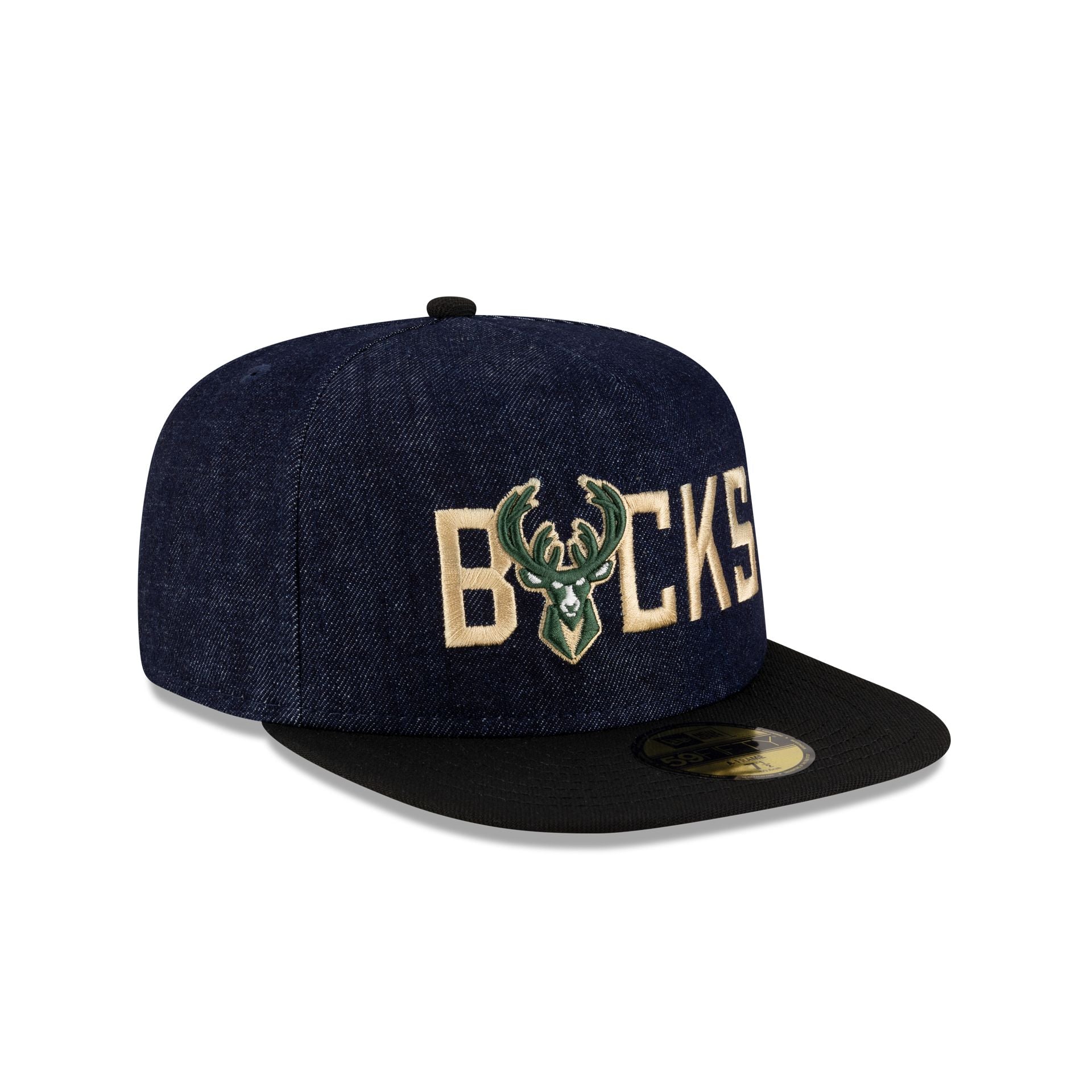 Milwaukee Bucks Navy Denim 59FIFTY A-Frame Fitted Hat - Image 3