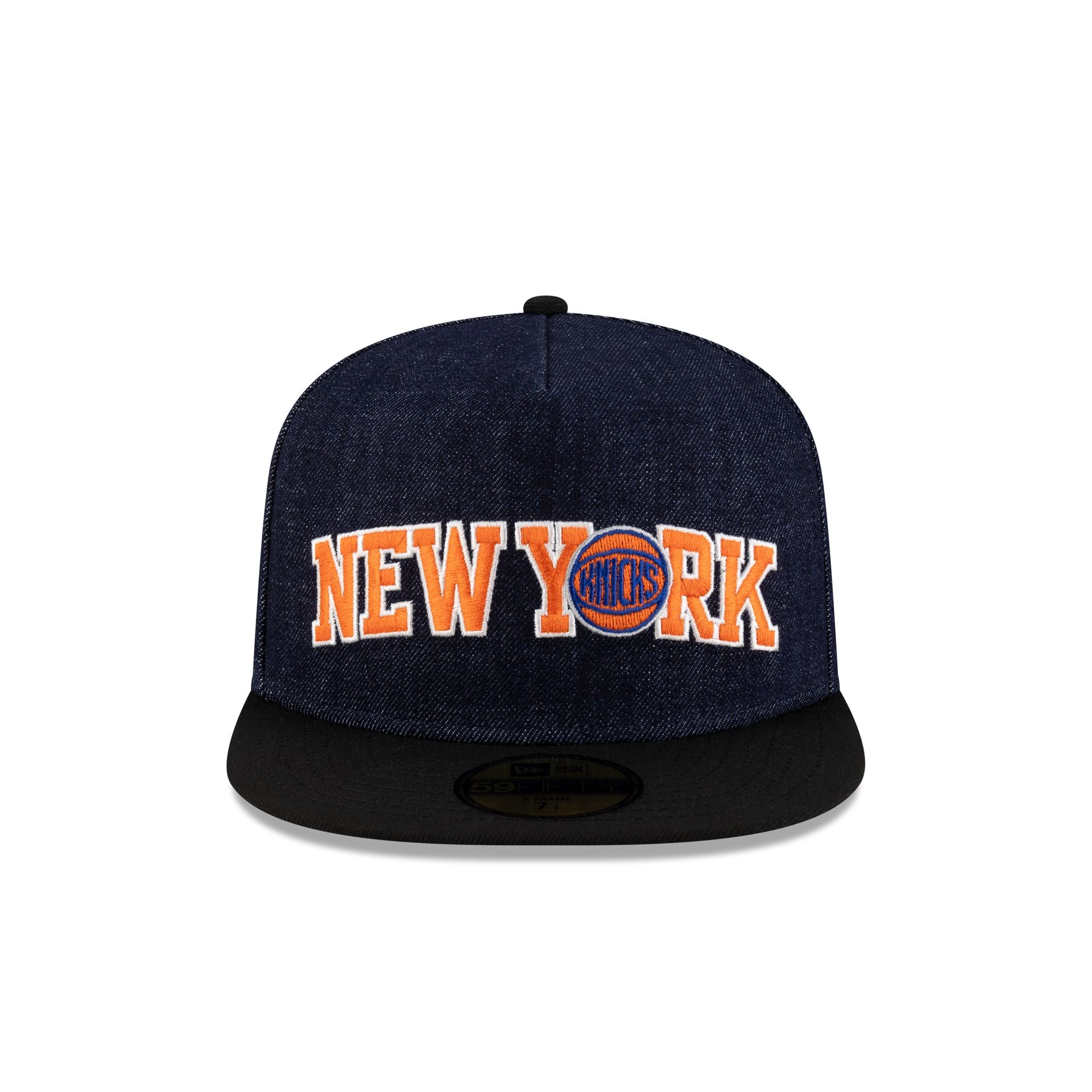 New York Knicks Navy Denim 59FIFTY A-Frame Fitted Hat - Image 2