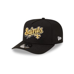 Born x Raised x New Orleans Saints Script Black 9FIFTY A-Frame Snapback Hat