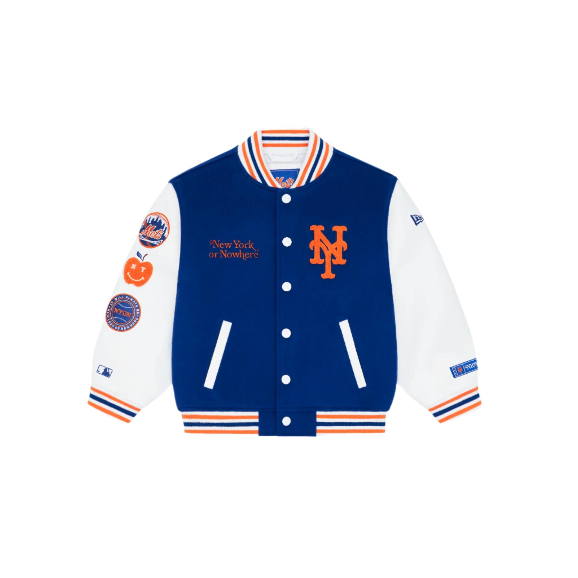 New York or Nowhere x New York Mets Youth Light Royal Varsity Jacket