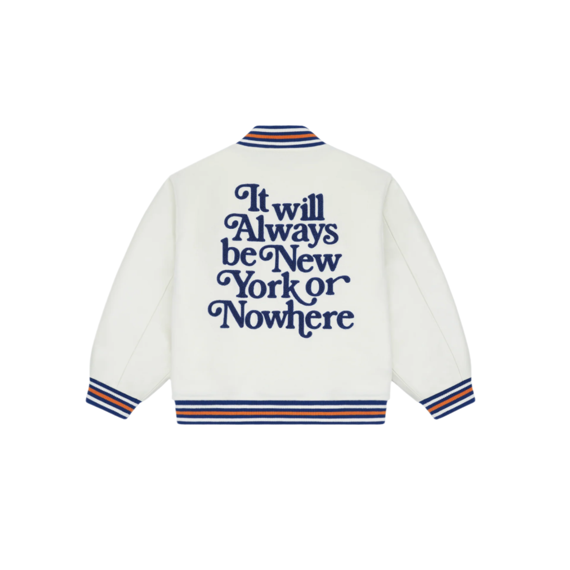 New York or Nowhere x New York Mets Youth Chrome White Motto Varsity Jacket - Image 2