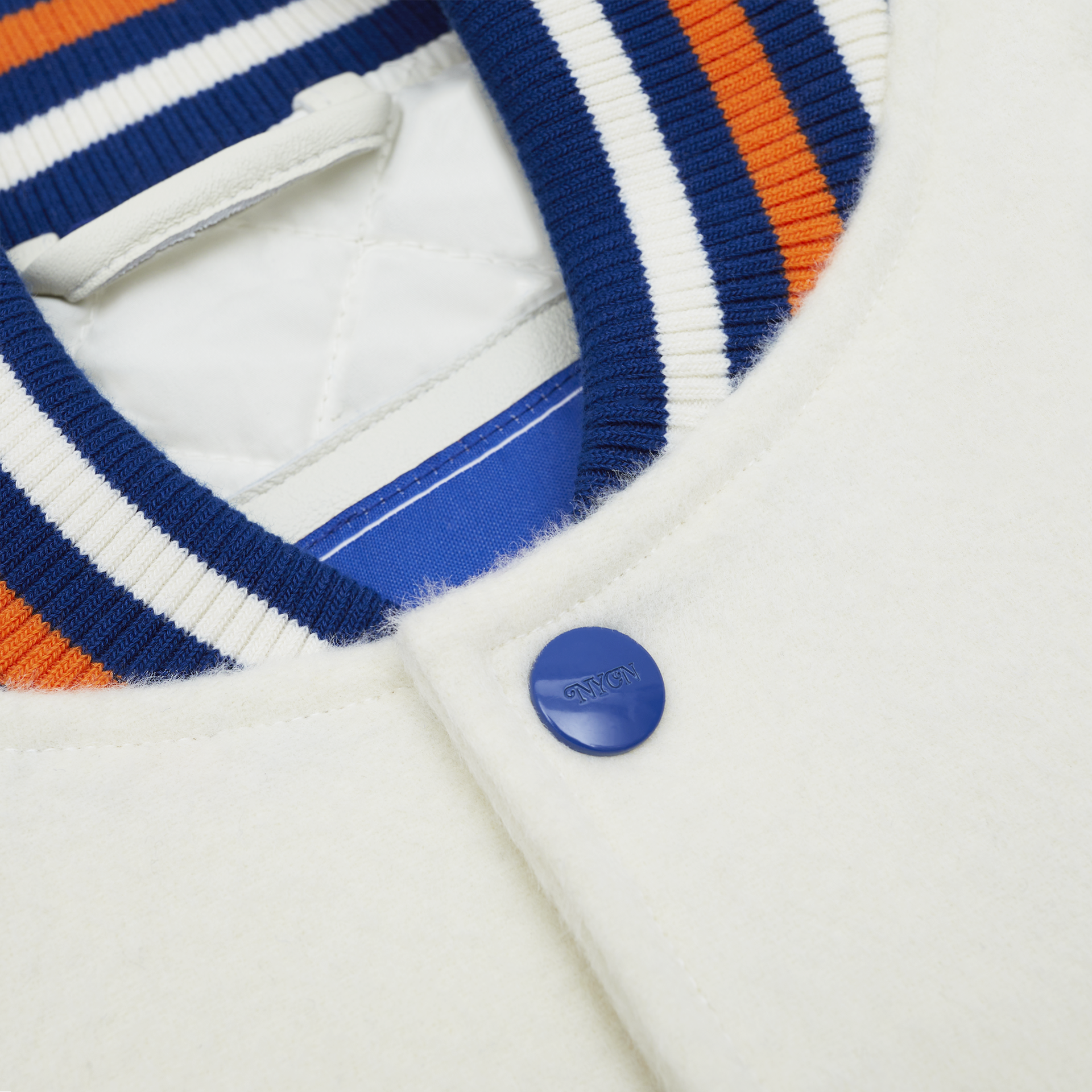 New York or Nowhere x New York Mets Chrome White Motto Varsity Jacket - Image 3